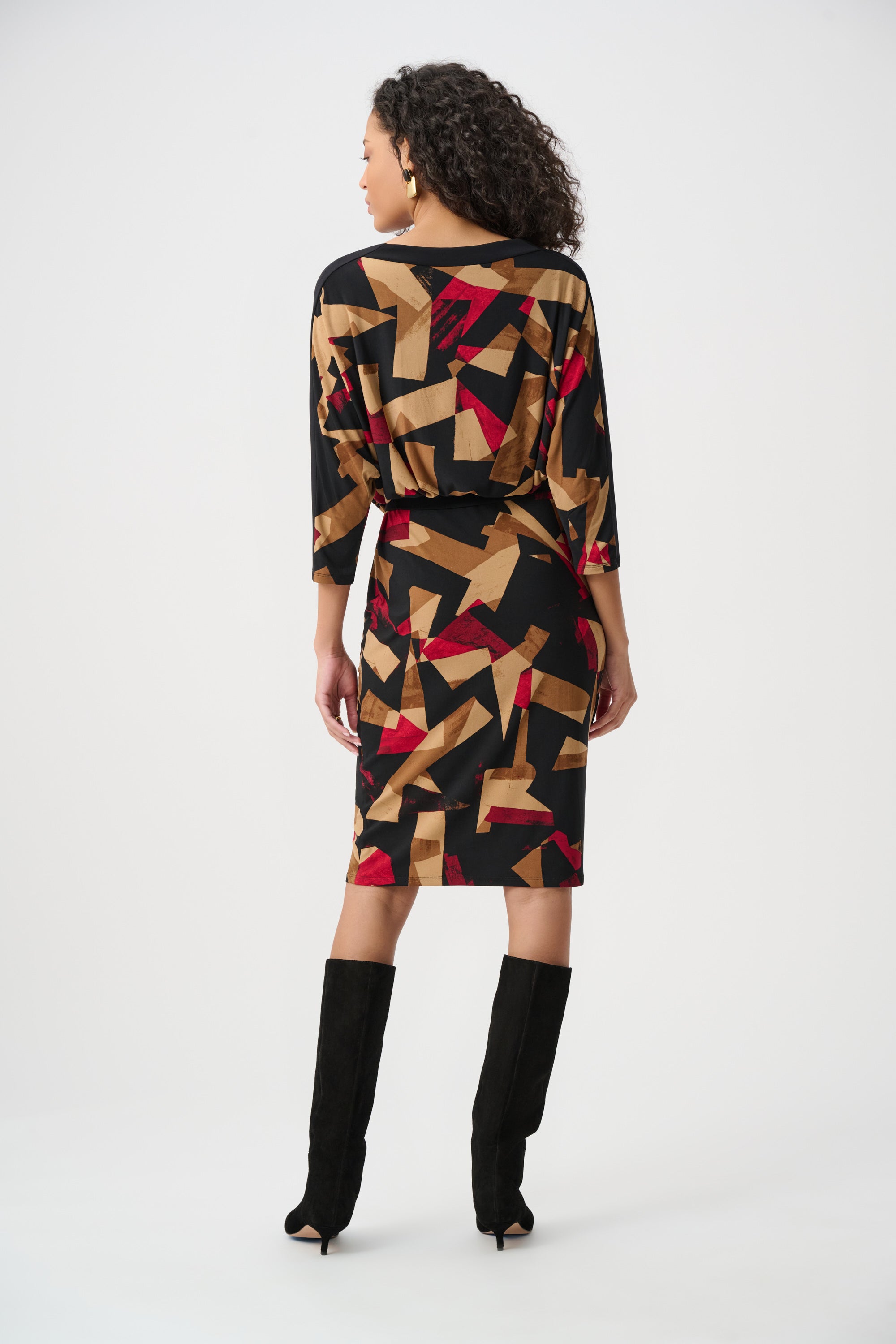 Joseph Ribkoff Abstract Print Straight Dress 263089 - Black/ Multi
