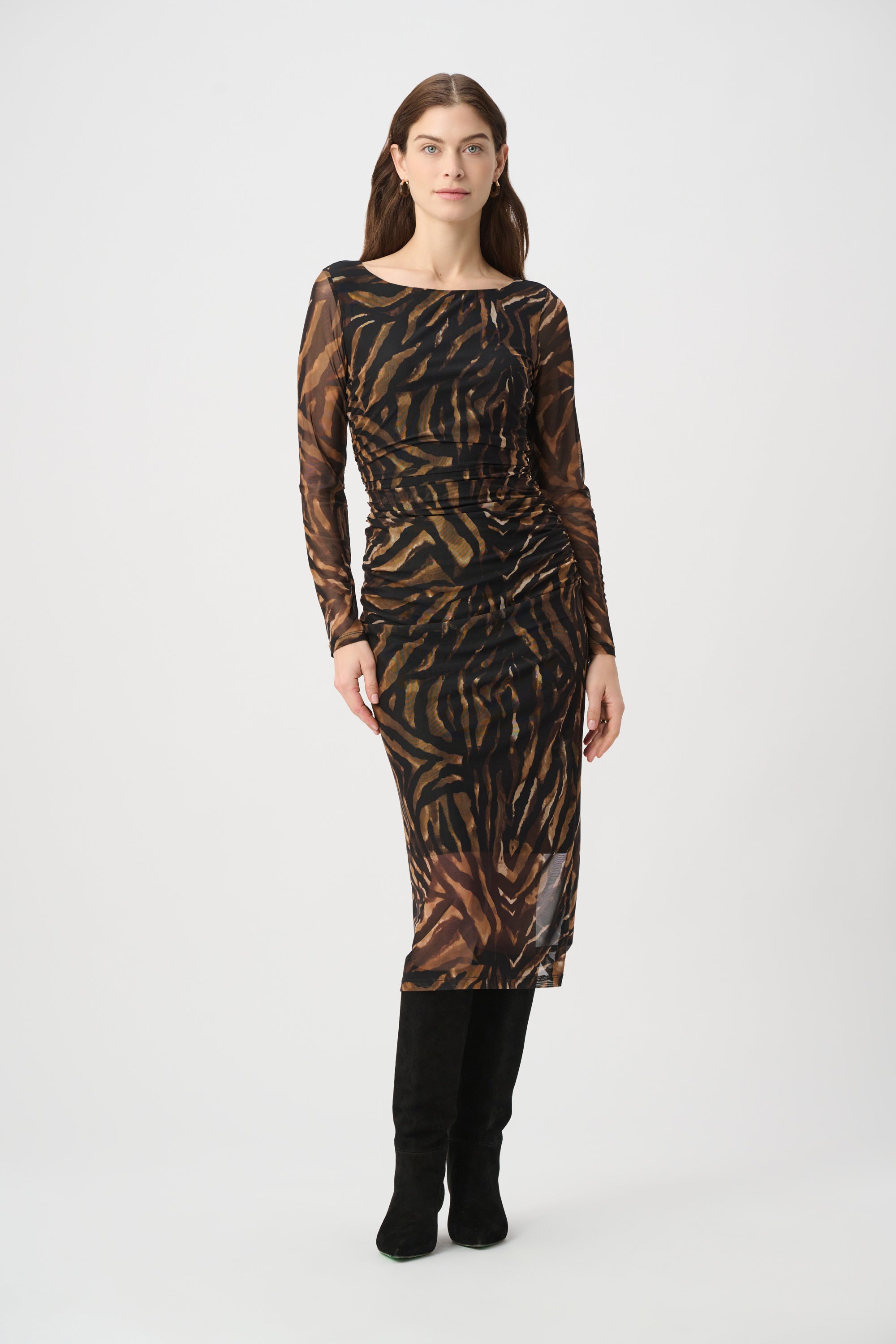 Joseph Ribkoff Animal Print Sheath Dress 264211 - Black/ Brown