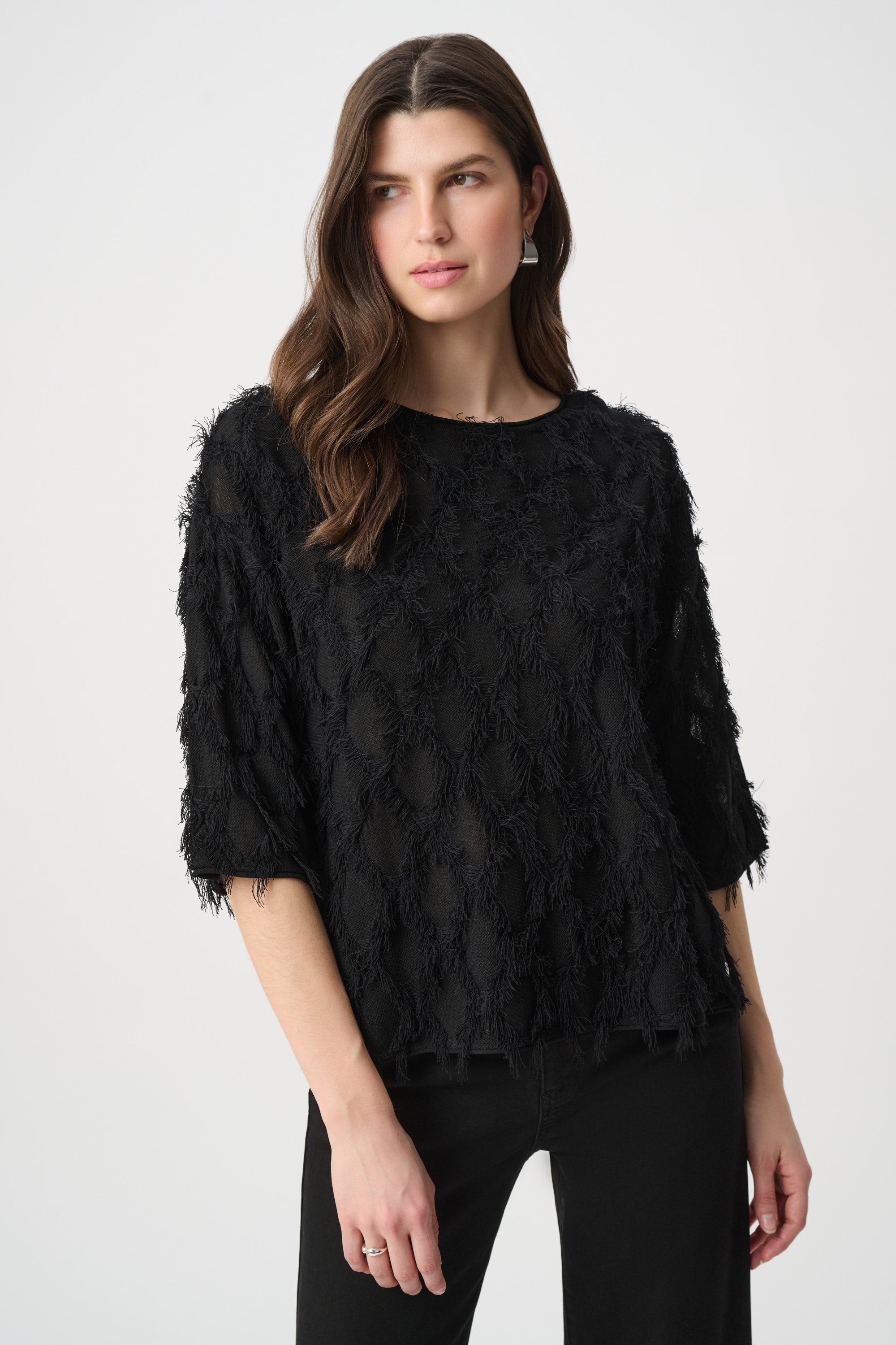 Joseph Ribkoff Fringe Top 264933 - Black