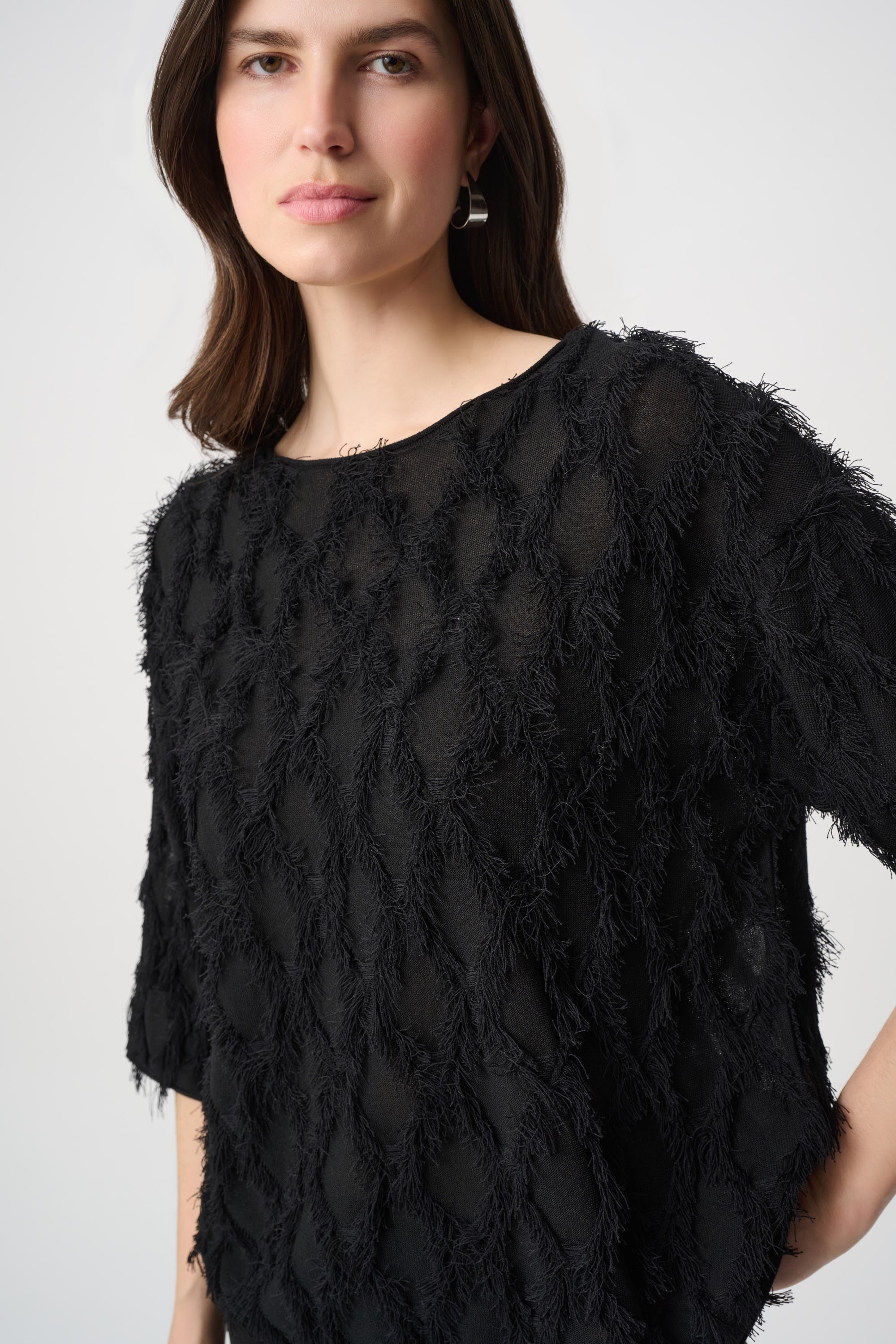Joseph Ribkoff Fringe Top 264933 - Black