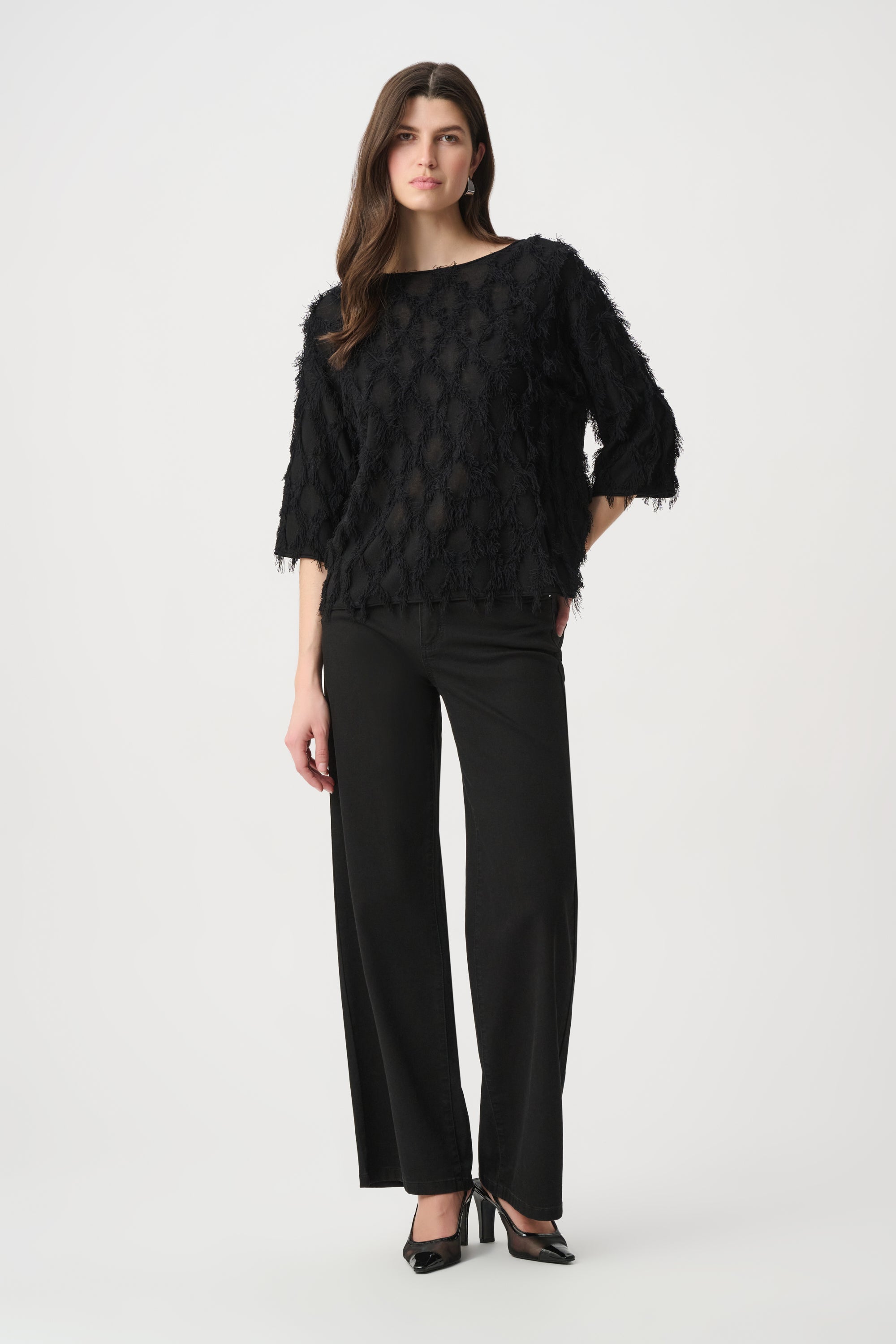 Joseph Ribkoff Fringe Top 264933 - Black