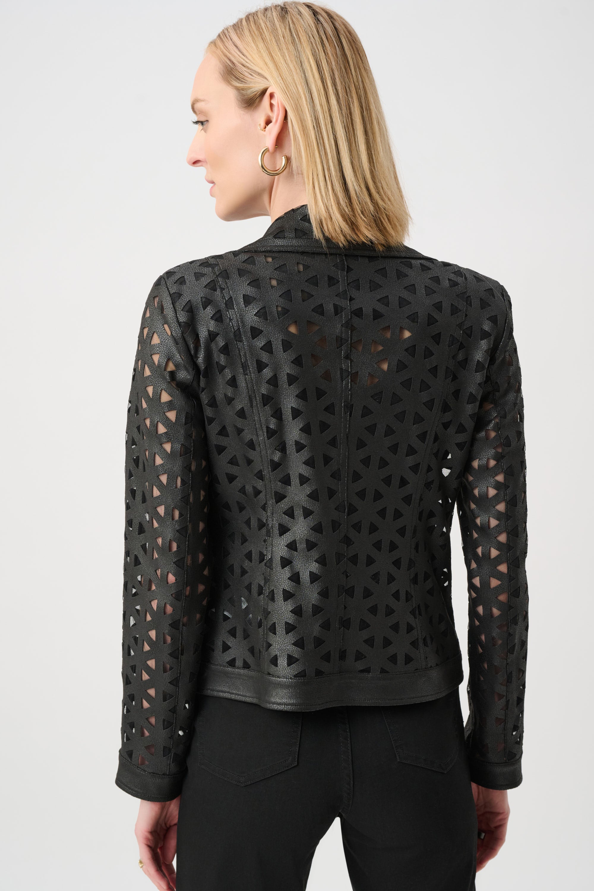 Joseph Ribkoff Faux Suede Motto Jacket 263910 - Black