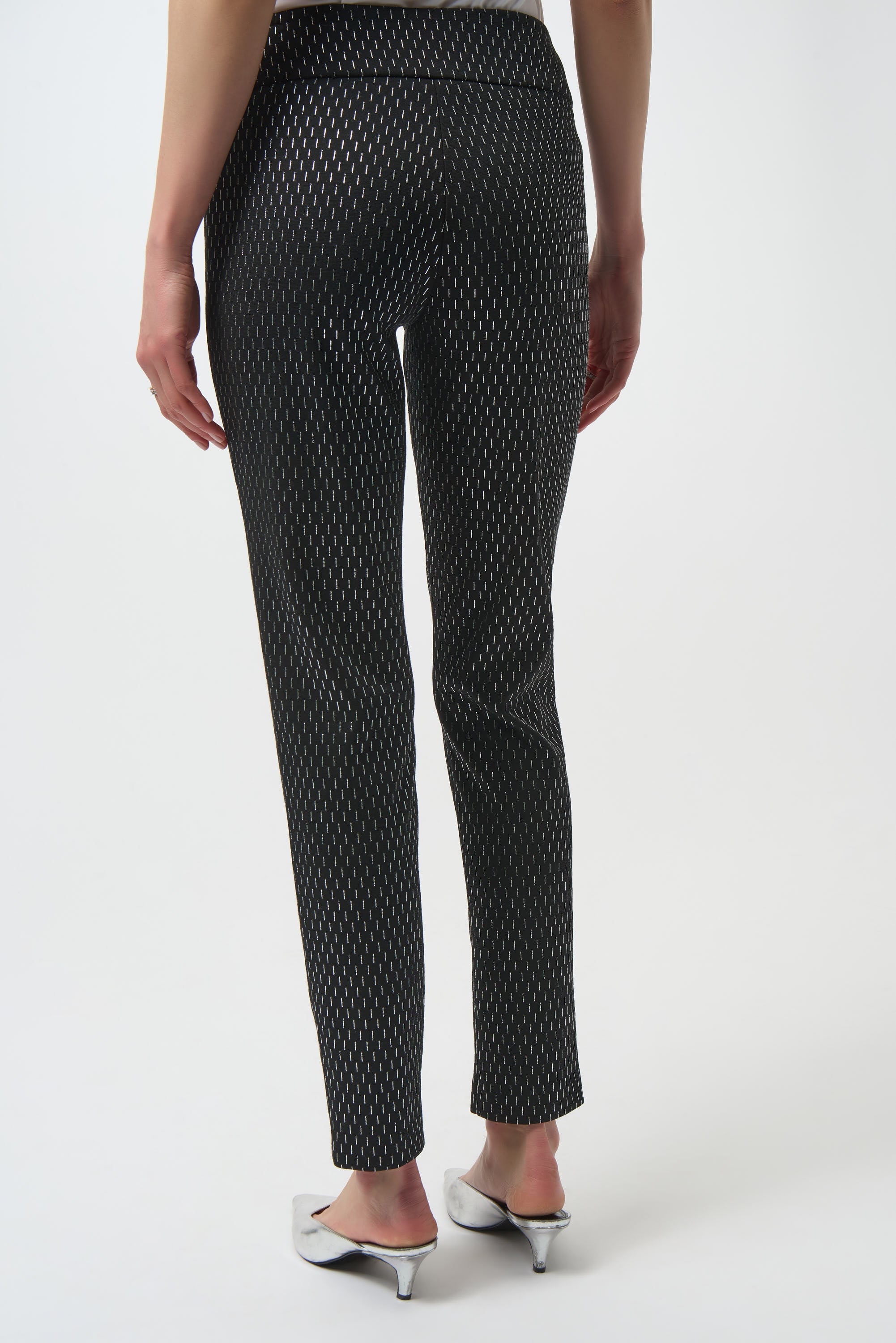 Joseph Ribkoff Foiled Slim Fit Pants 254143 - Black/ Silver
