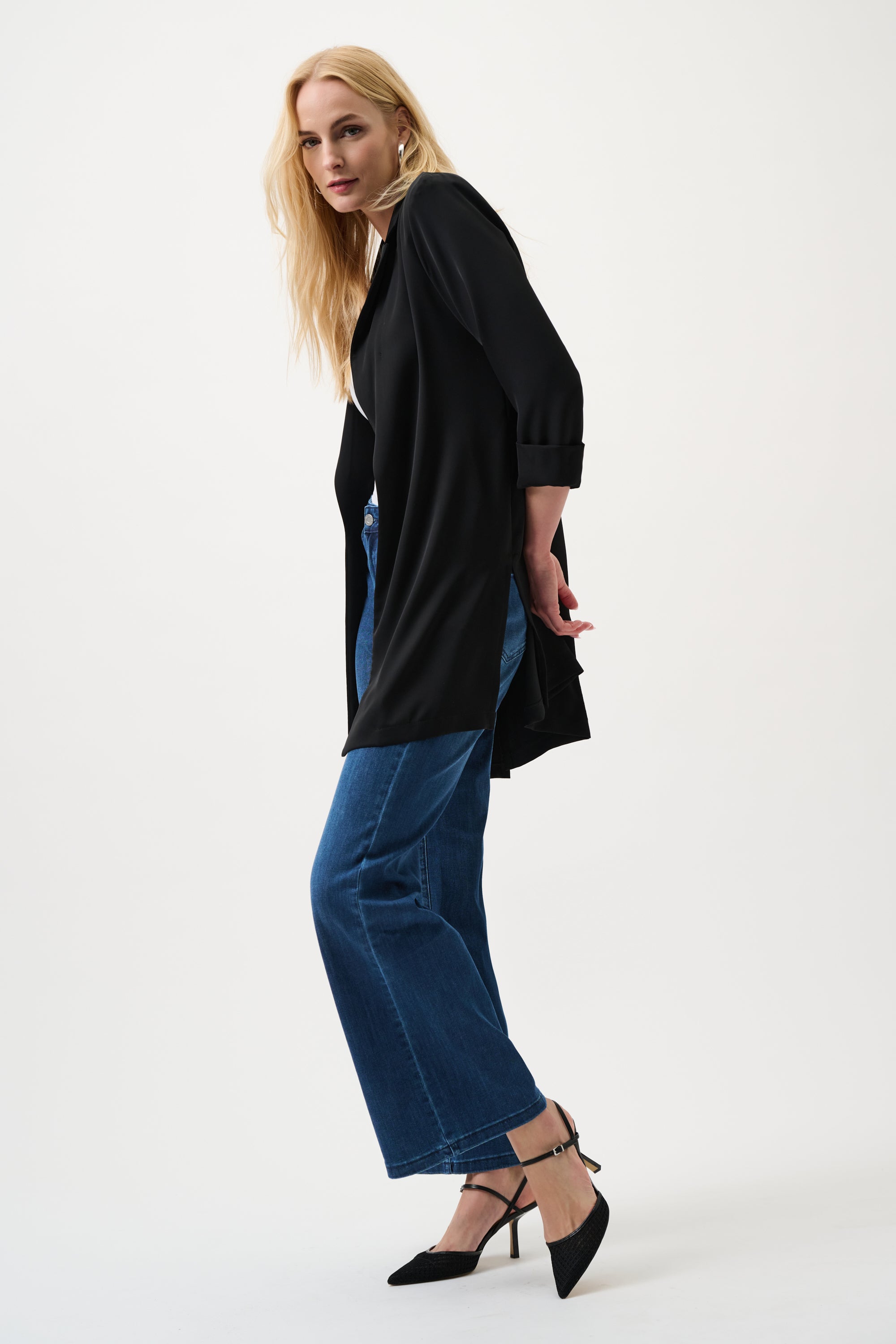 Joseph Ribkoff Goldie Classic Wide Leg Stretch Jeans 251969 - Denim Medium Blue