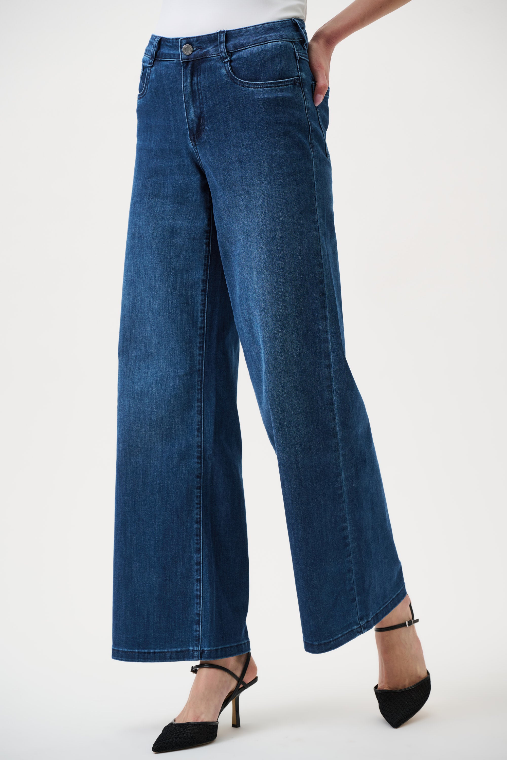 Joseph Ribkoff Goldie Classic Wide Leg Stretch Jeans 251969 - Denim Medium Blue