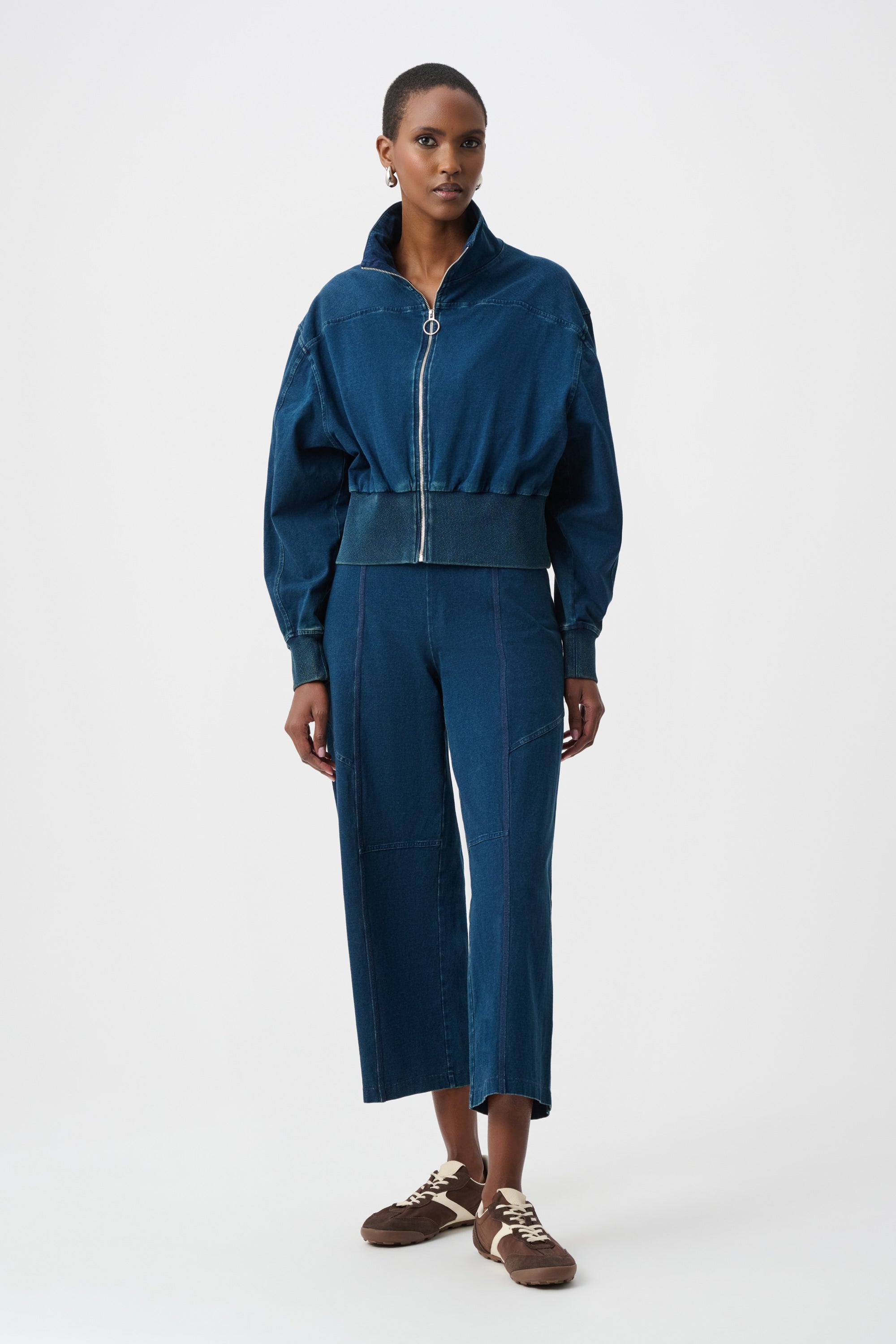 Joseph Ribkoff Funnel Neck Bomber Jacket 263634 - Dark Denim Blue