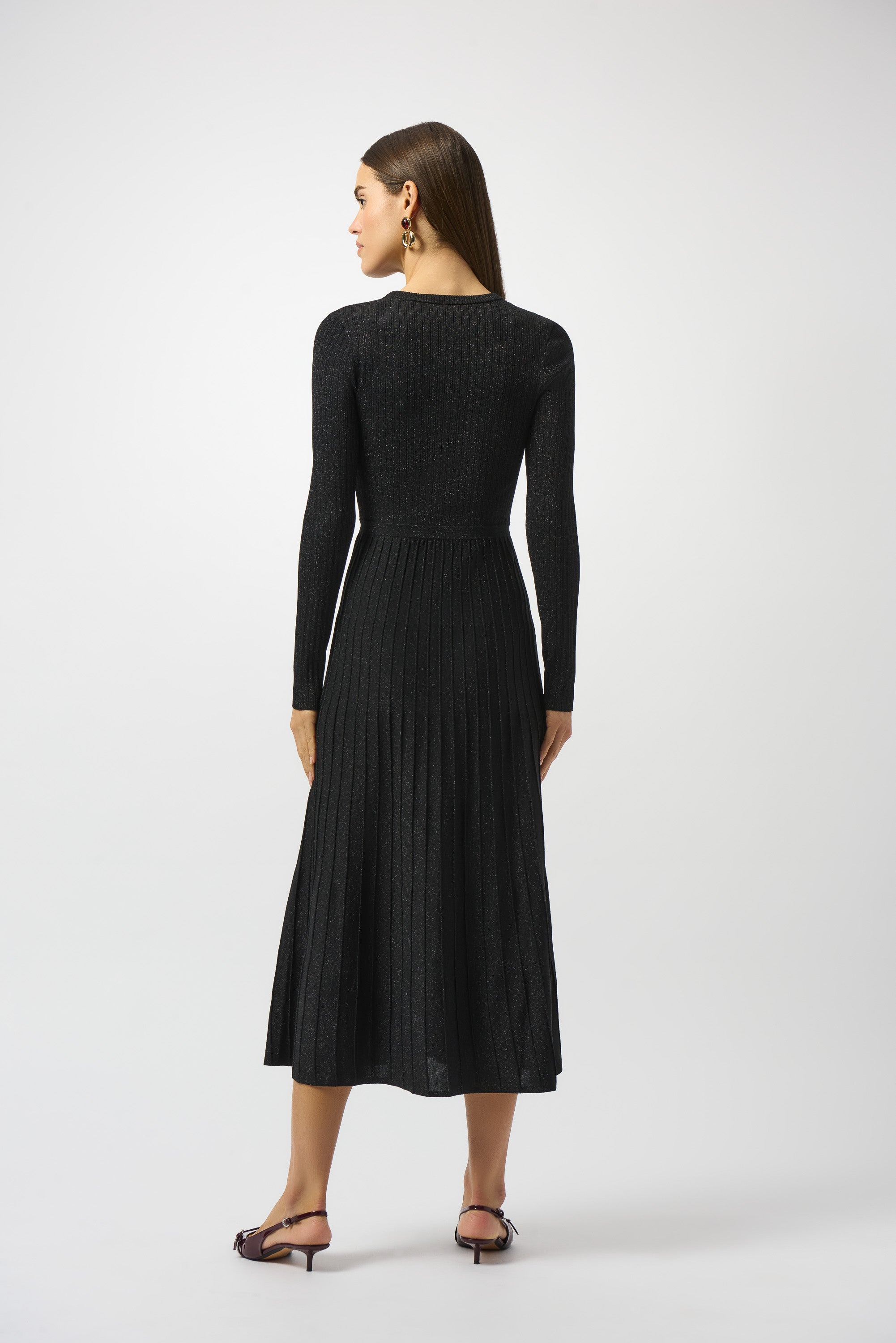 Joseph Ribkoff Knit Fit & Flare Crew Neck Dress 253987 - Black