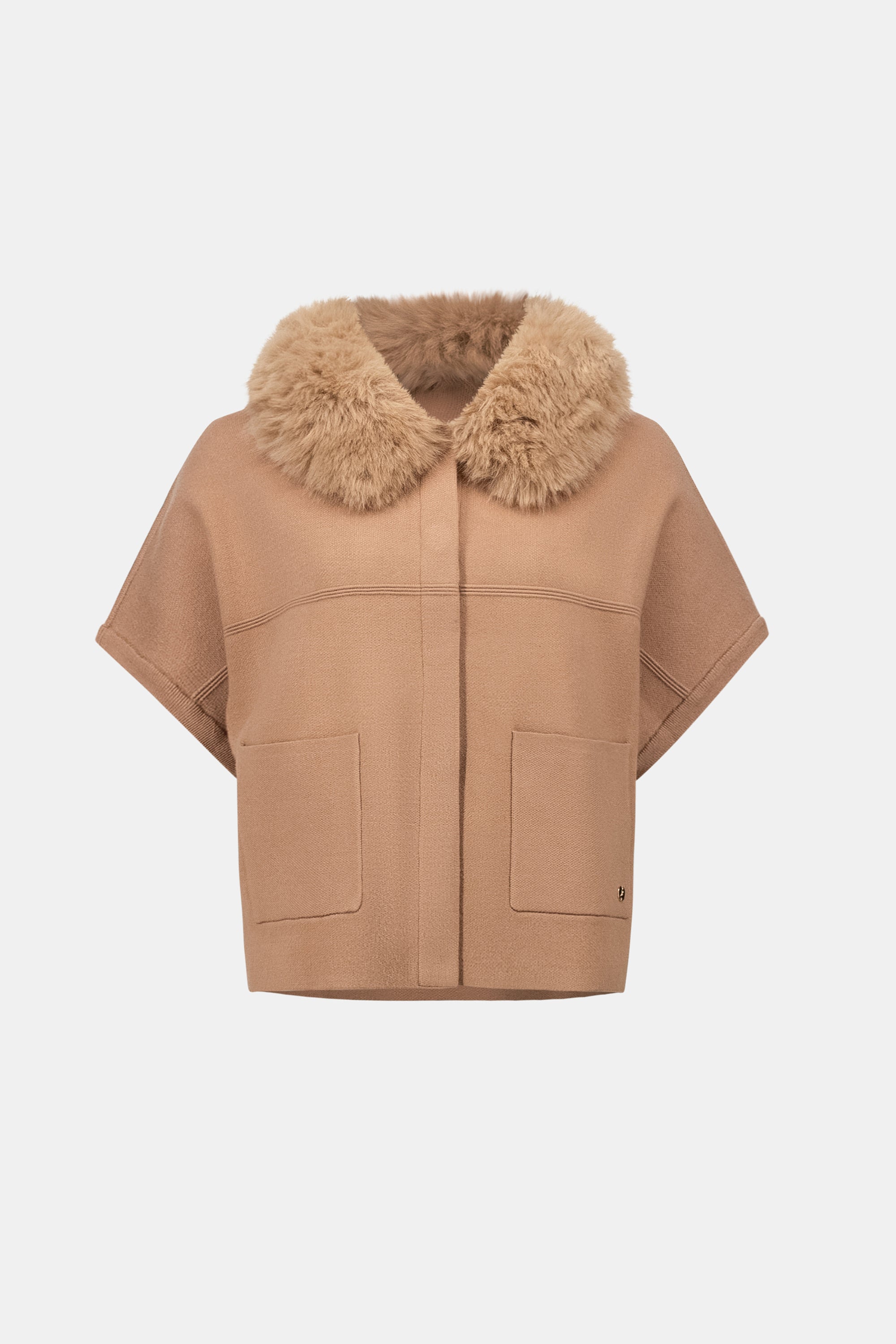 Joseph Ribkoff Knit Jacket With Fur Collar 263949 - Camel