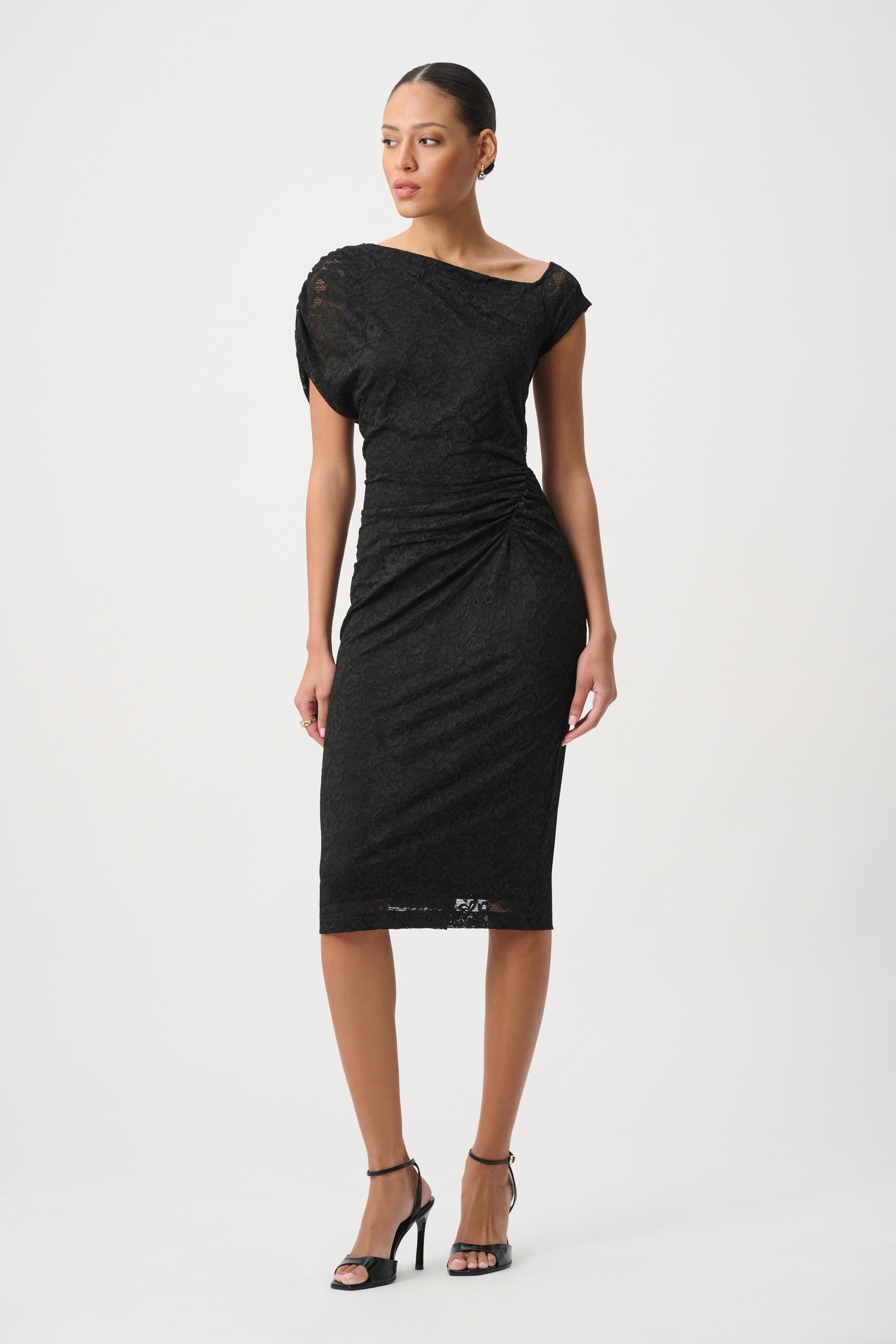 Joseph Ribkoff Lace Off Shoulder Sheath Dress 264200 - Black