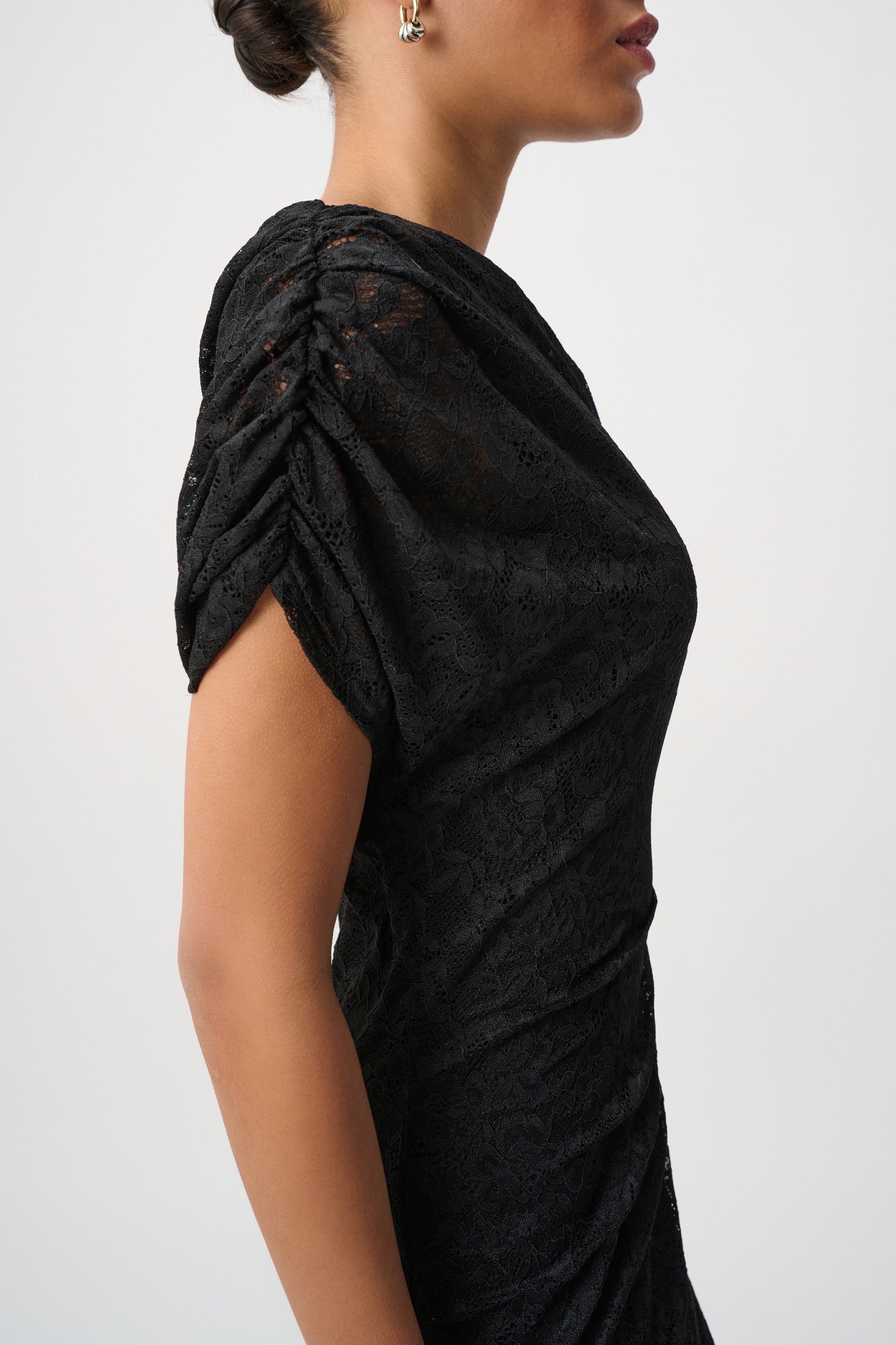 Joseph Ribkoff Lace Off Shoulder Sheath Dress 264200 - Black