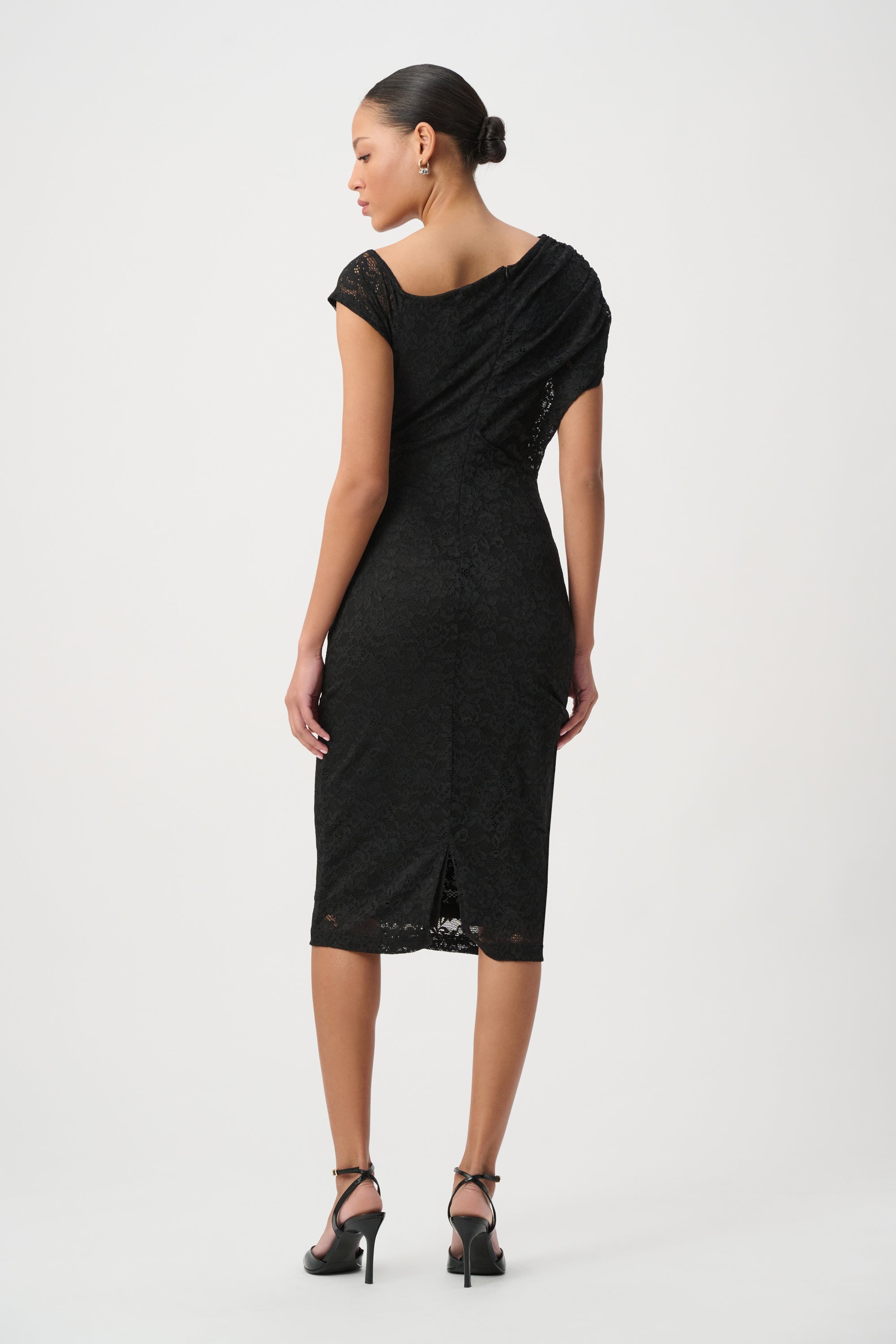 Joseph Ribkoff Lace Off Shoulder Sheath Dress 264200 - Black