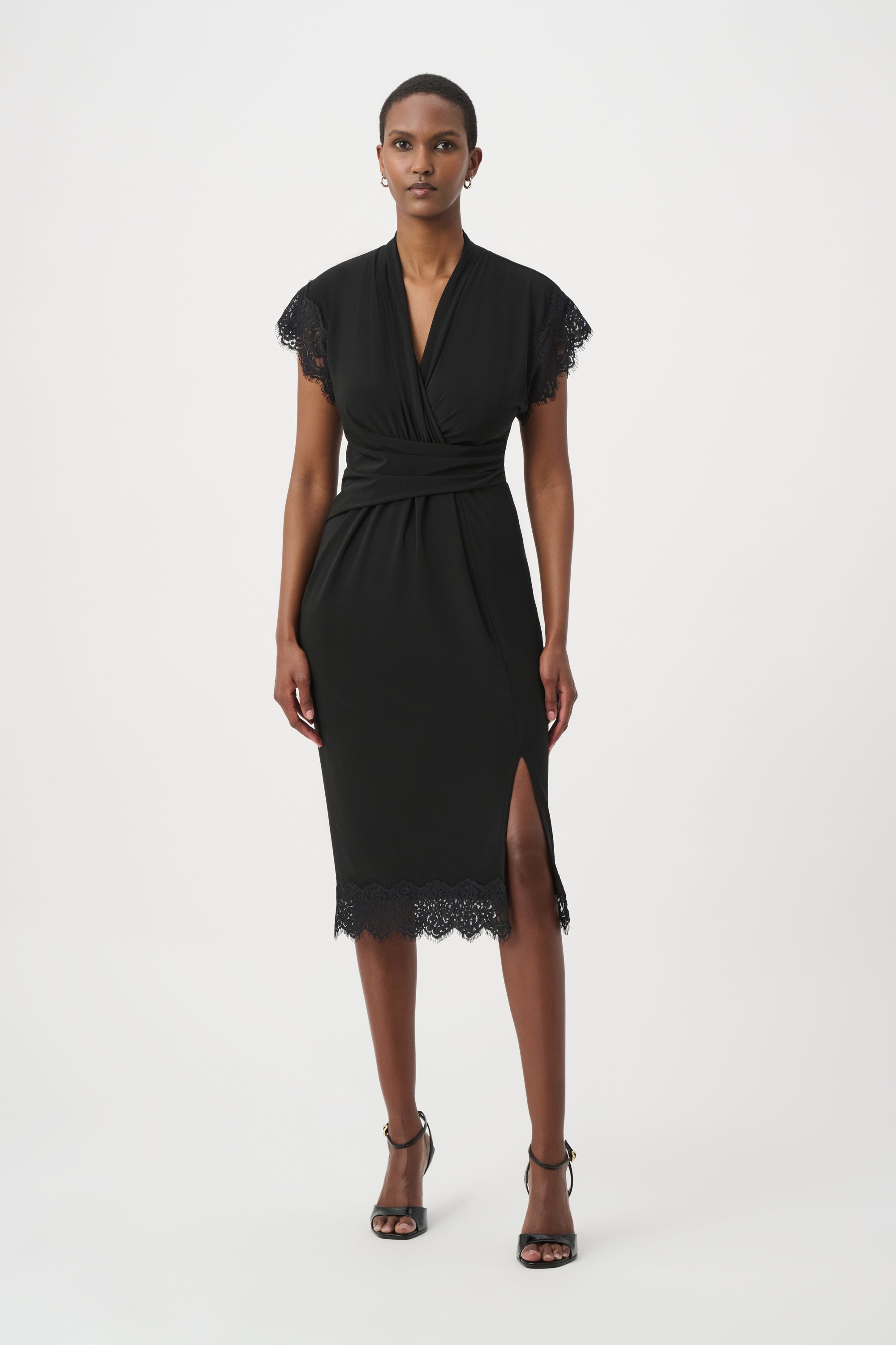 Joseph Ribkoff Lace Trim Sheath Dress 264188 - Black