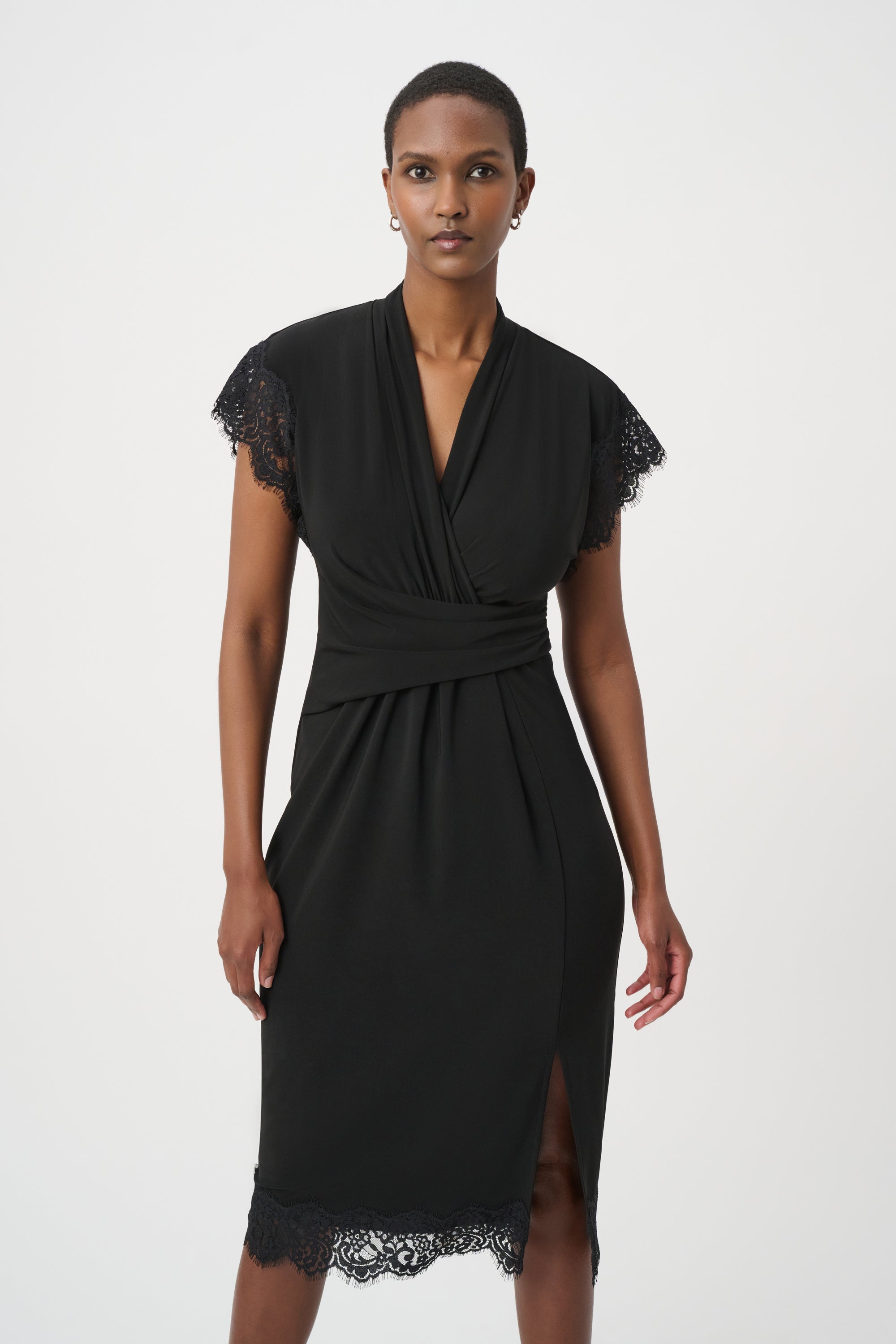 Joseph Ribkoff Lace Trim Sheath Dress 264188 - Black