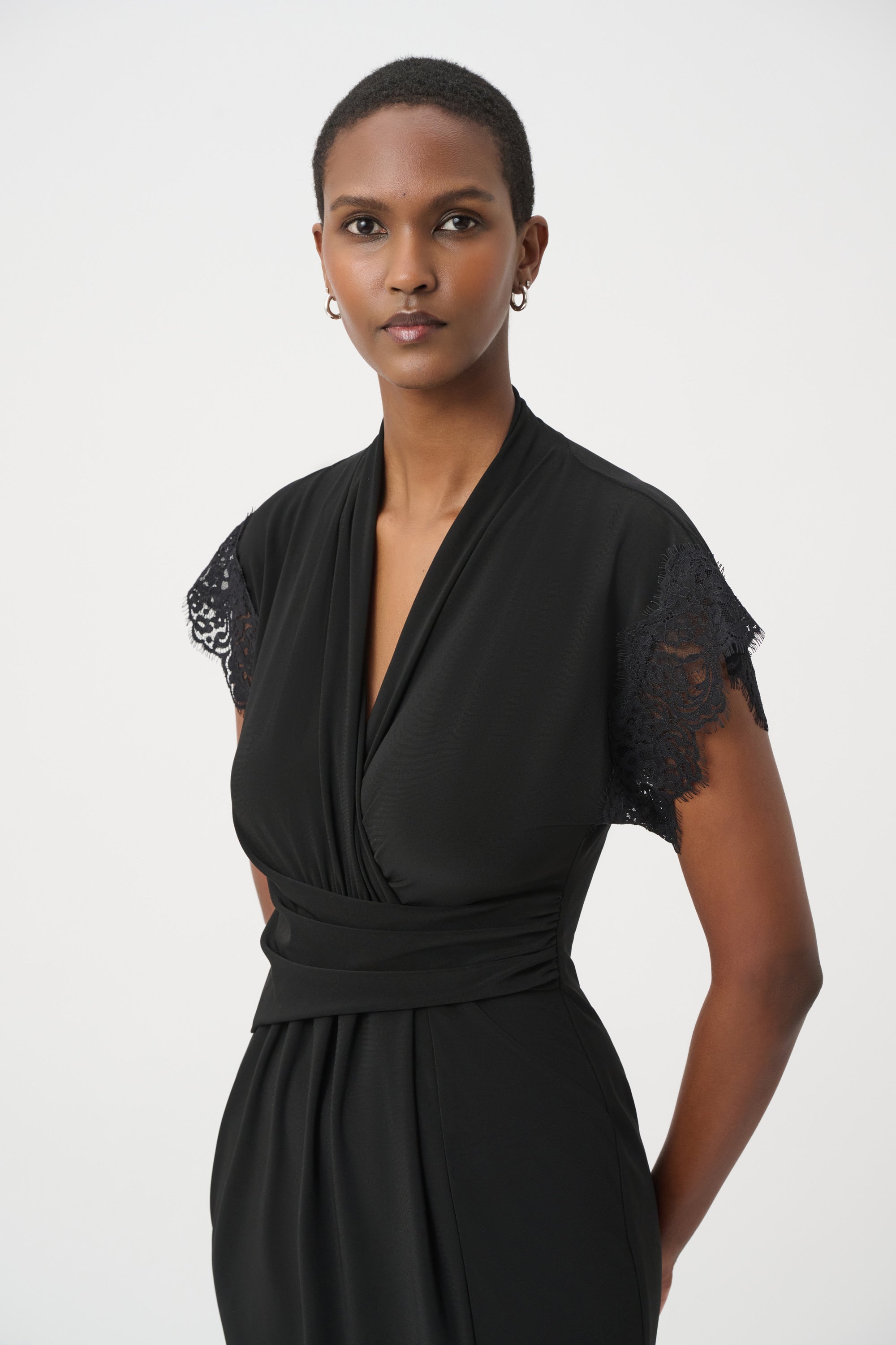 Joseph Ribkoff Lace Trim Sheath Dress 264188 - Black