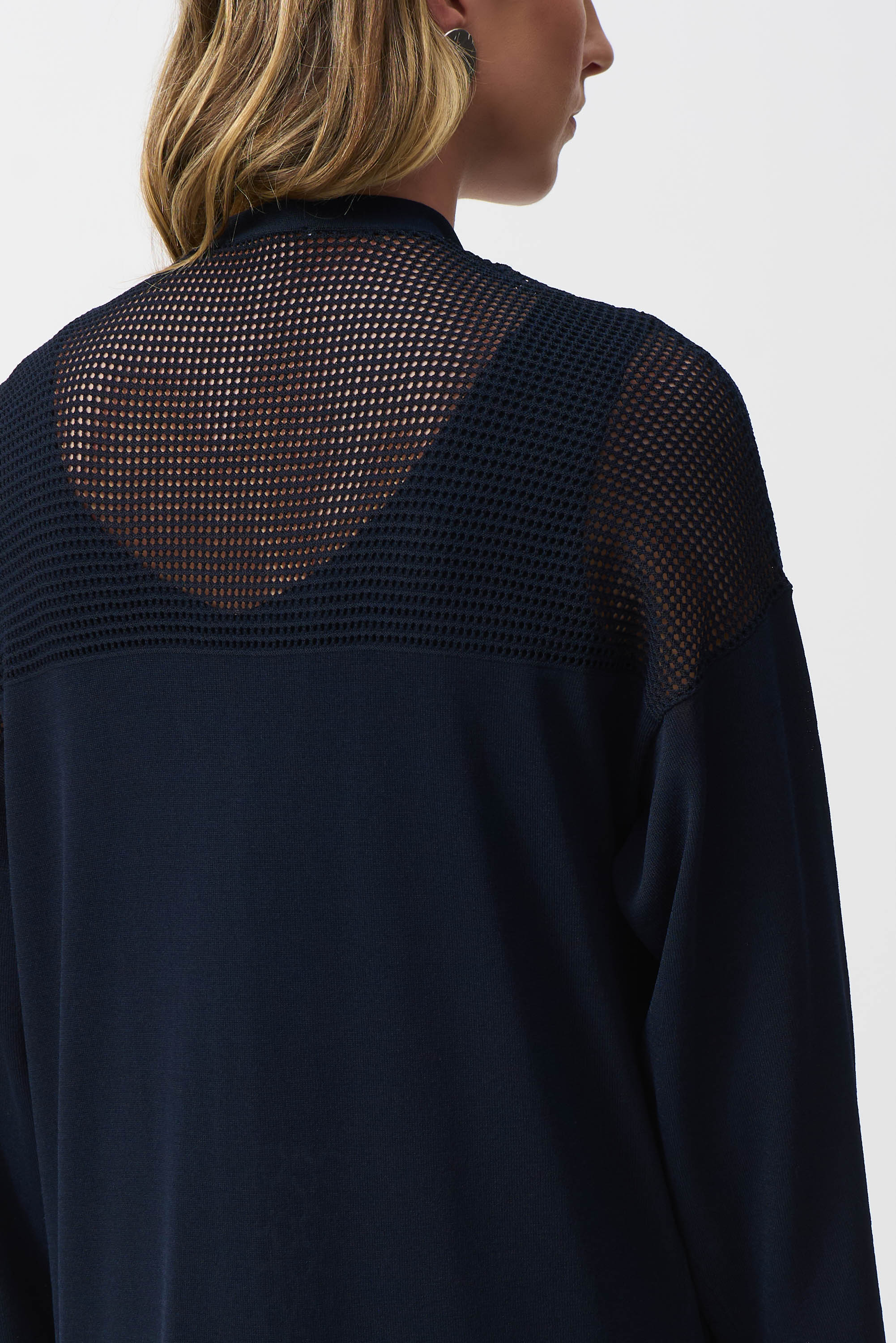 Joseph Ribkoff Longline Net Detail Cardigan 251926 - Midnight Blue