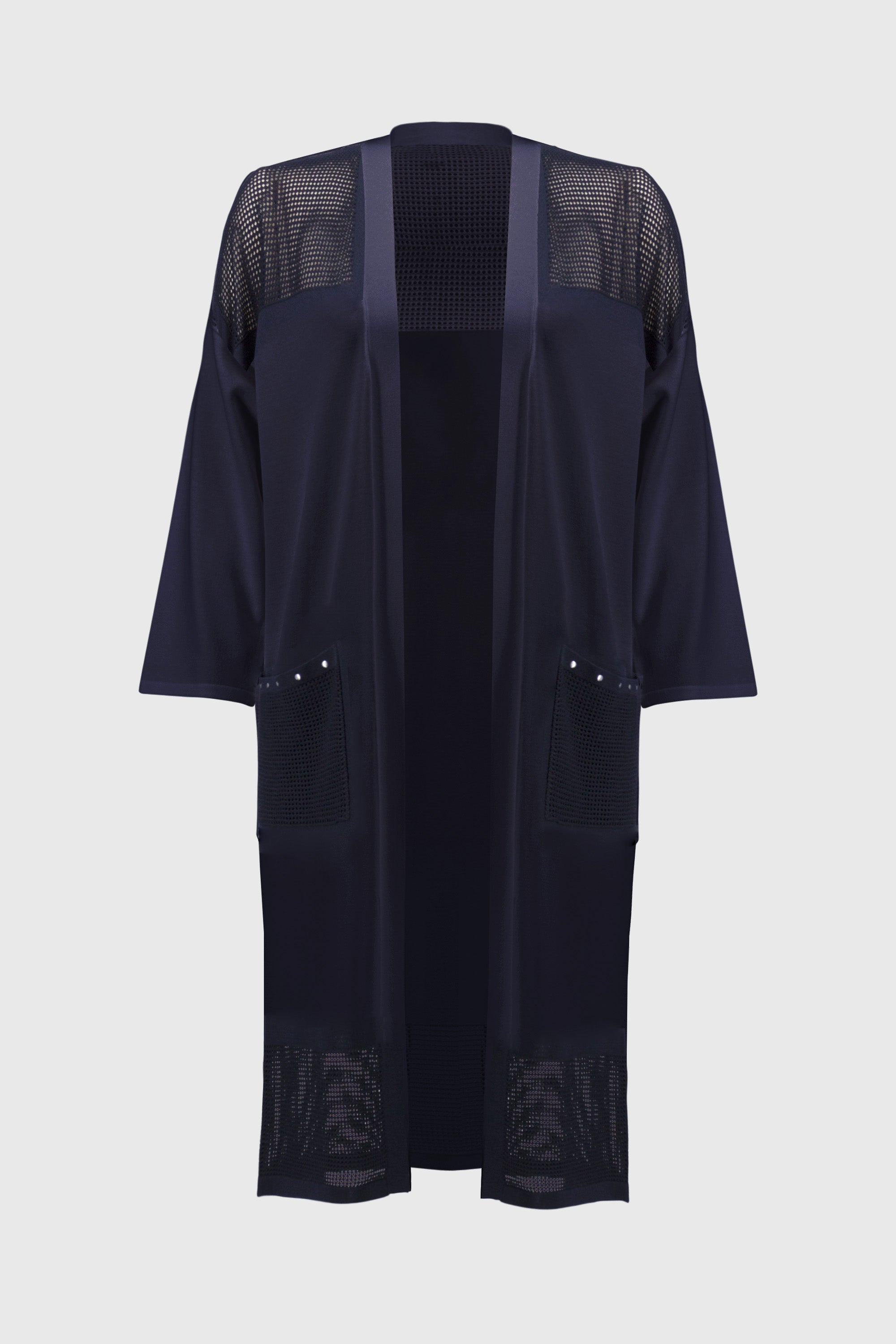 Joseph Ribkoff Longline Net Detail Cardigan 251926 - Midnight Blue