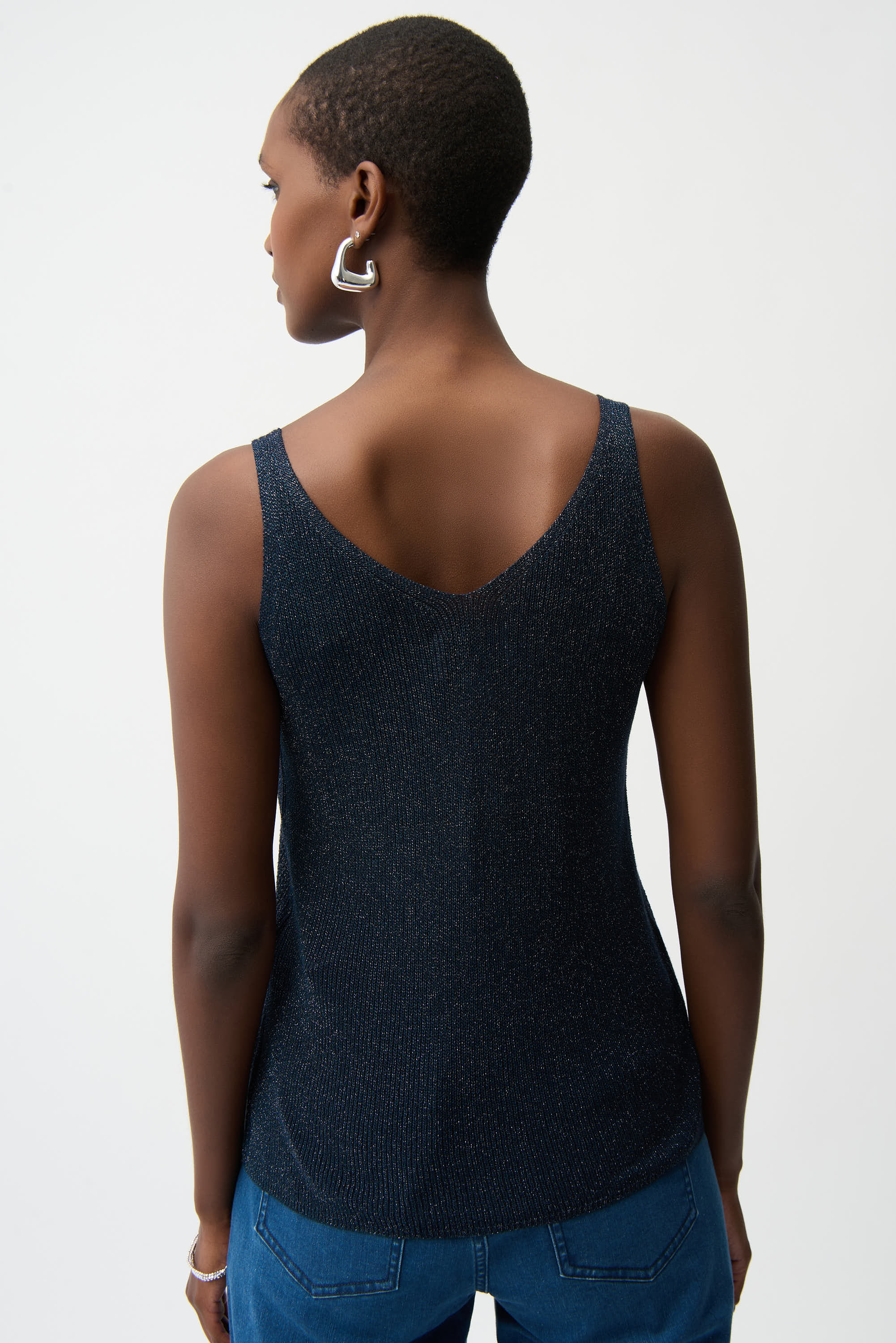 Joseph Ribkoff Metallic Knitted Camisole With Rhinestones 252915 - 2 Colours