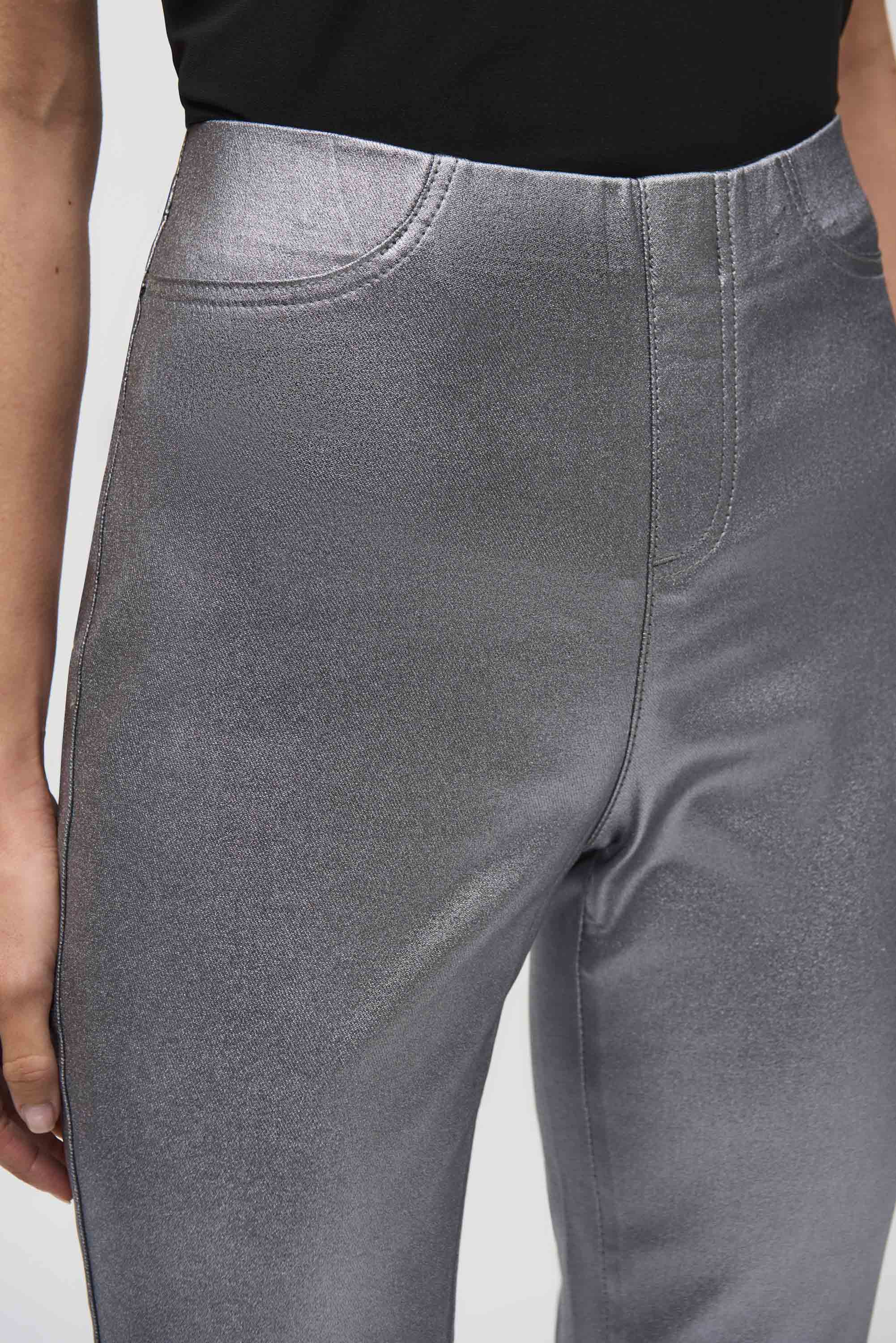 Joseph Ribkoff Metalic Coated Slim Leg Pants 244952 - Gunmetal