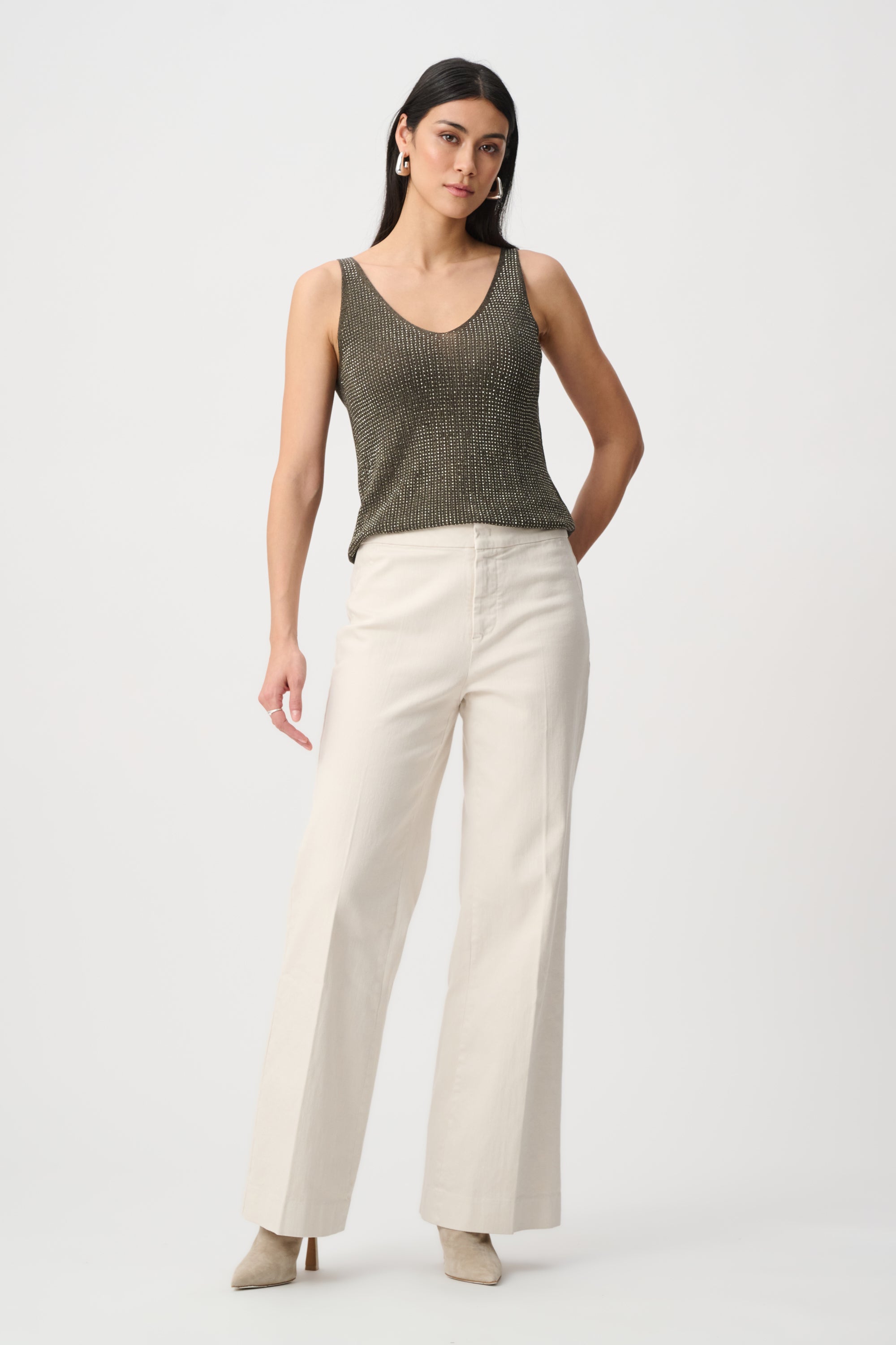 Joseph Ribkoff Metallic Knitted Camisole With Rhinestones 252915 - 2 Colours