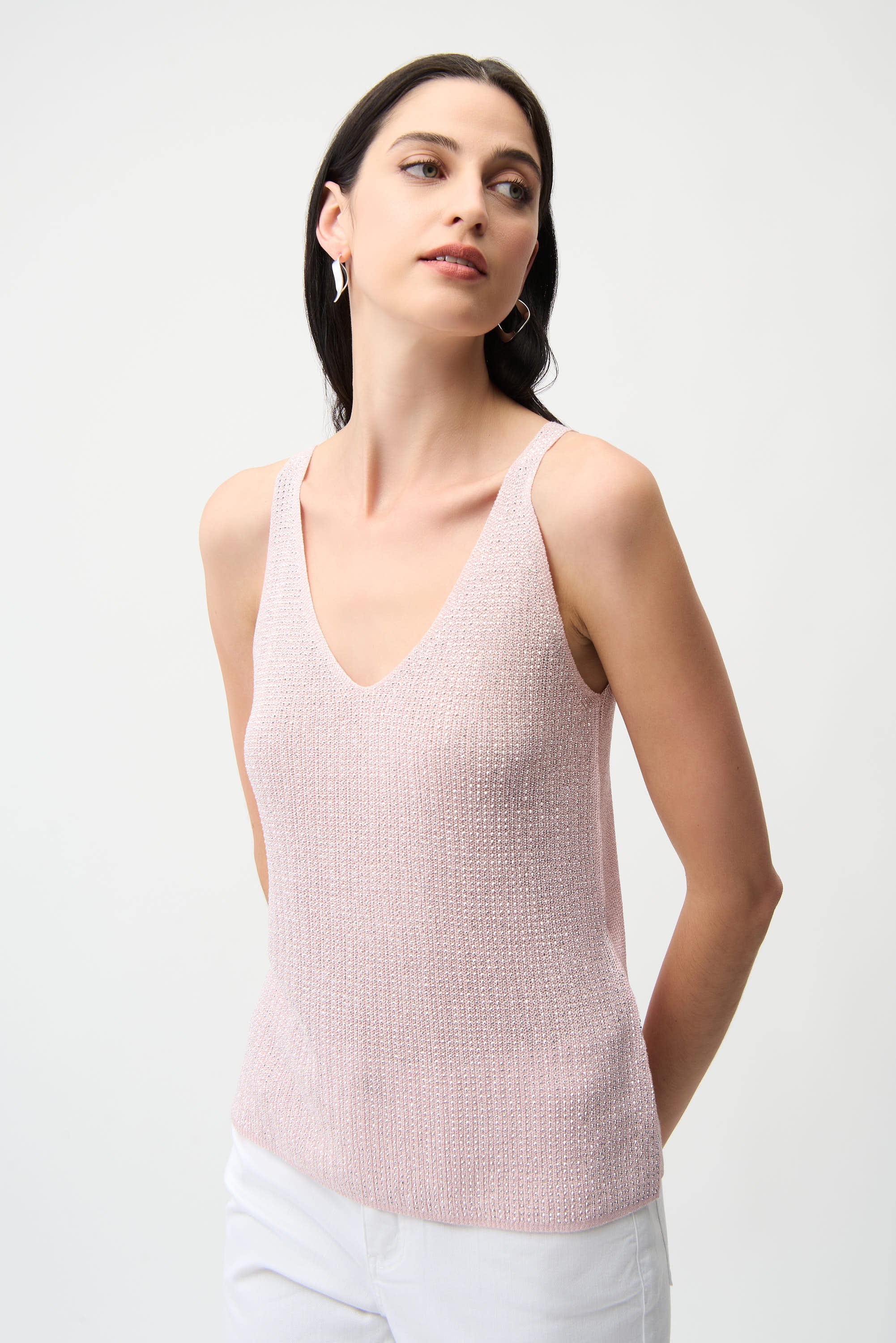 Joseph Ribkoff Metallic Knitted Camisole With Rhinestones 252915 - 2 Colours
