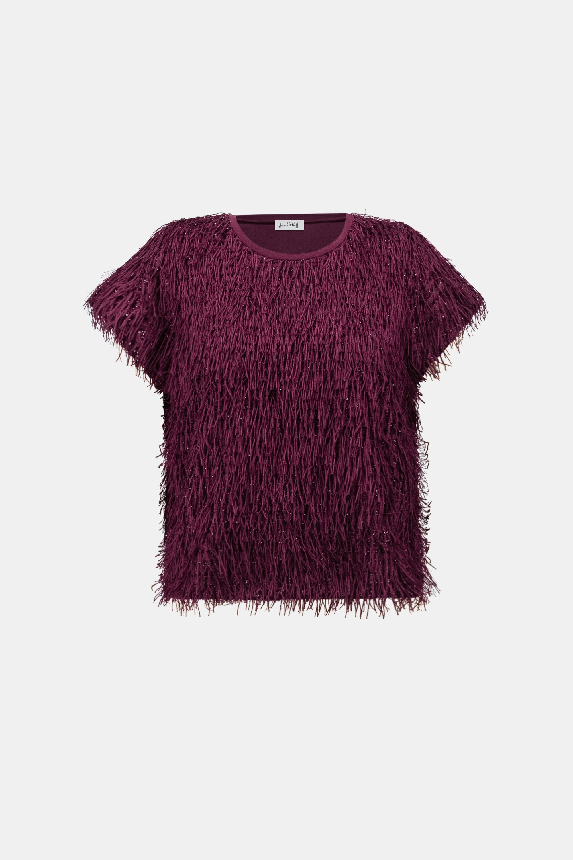 Joseph Ribkoff Novelty Fringe Top 264208 - Elderberry