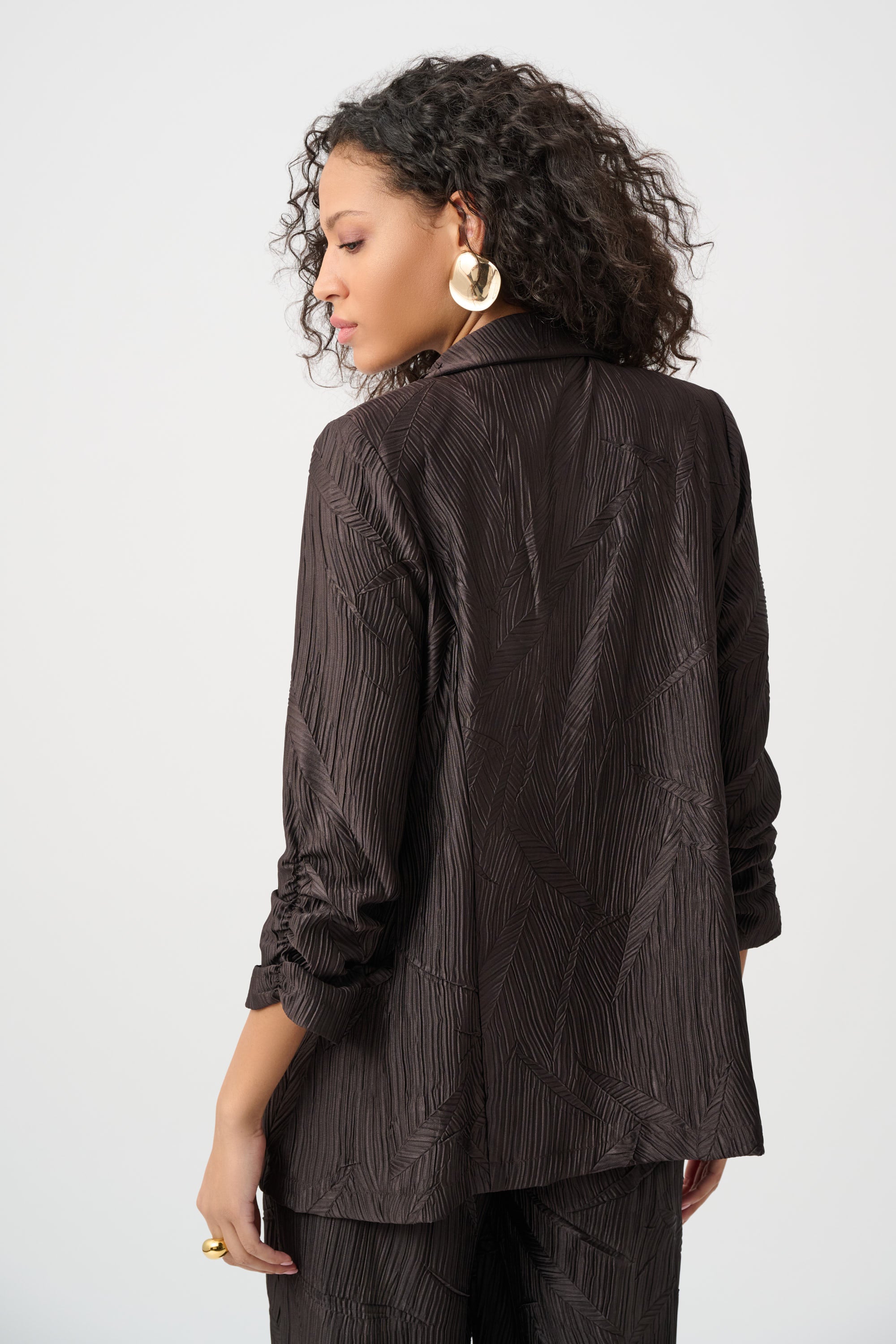 Joseph Ribkoff Pleated Satin Open Blazer 263050 - Mocha