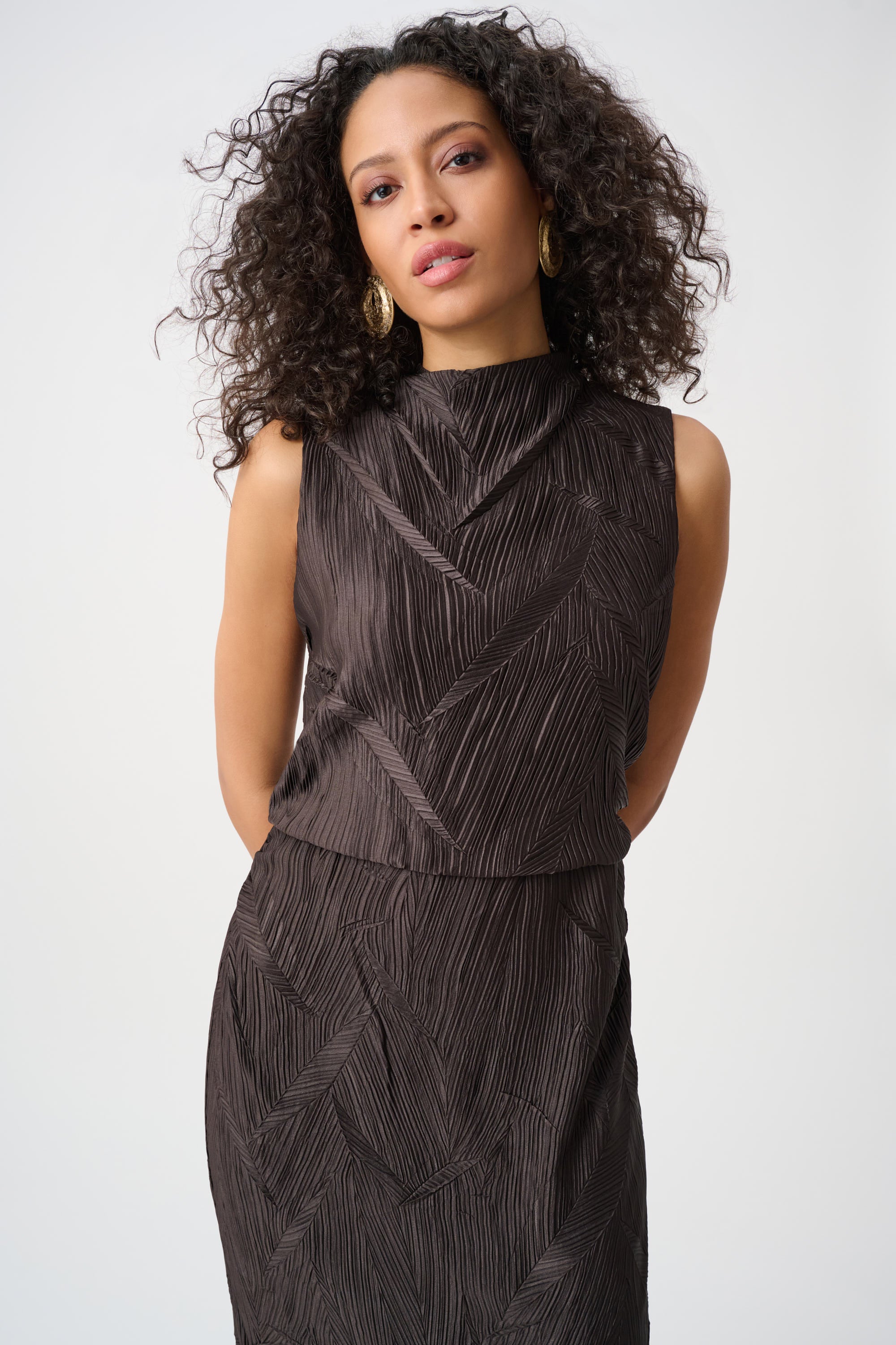 Joseph Ribkoff Sleeveless Midi Dress 263147 - Mocha