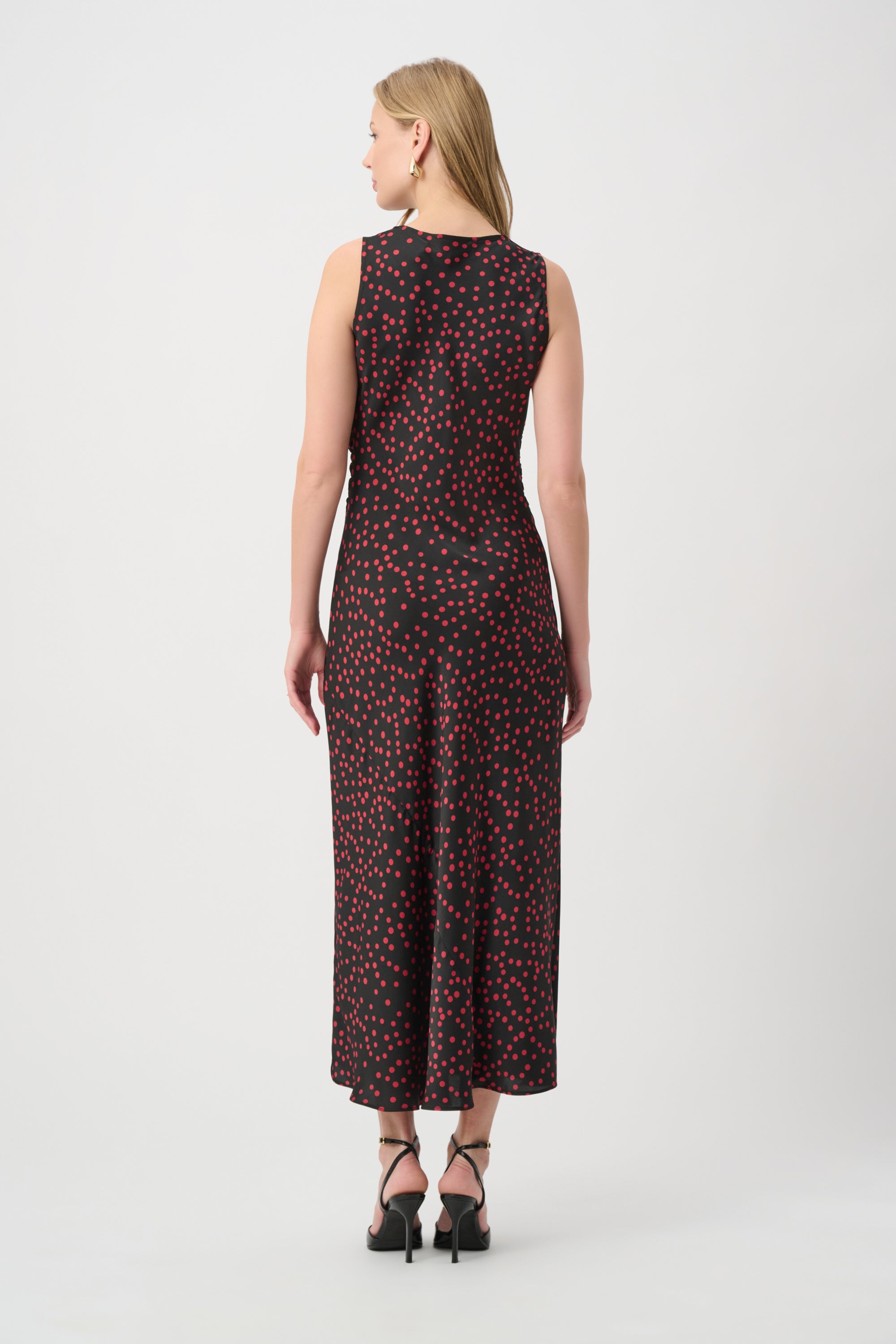 Joseph Ribkoff Polka Dot A-Line Dress 264210 - Black/ Deep Cherry