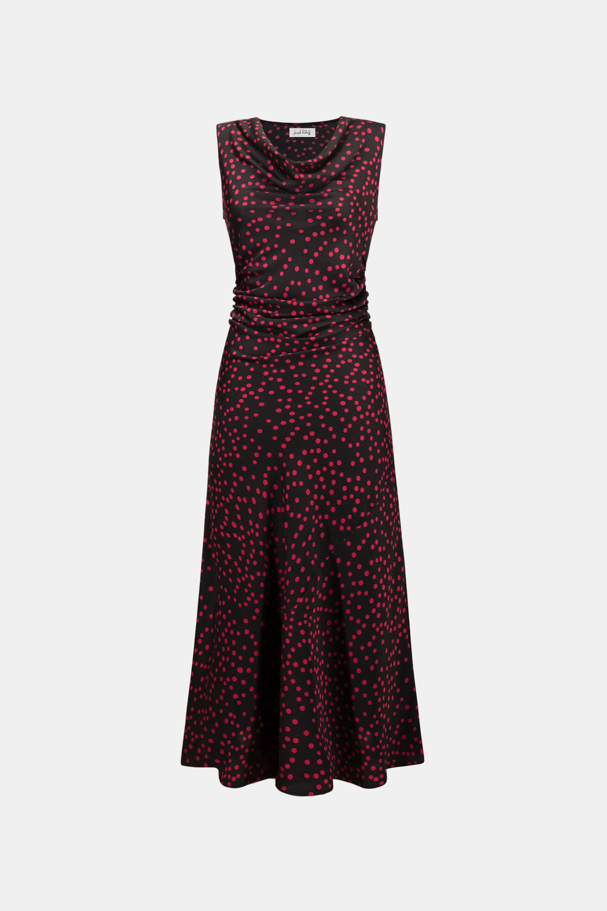 Joseph Ribkoff Polka Dot A-Line Dress 264210 - Black/ Deep Cherry