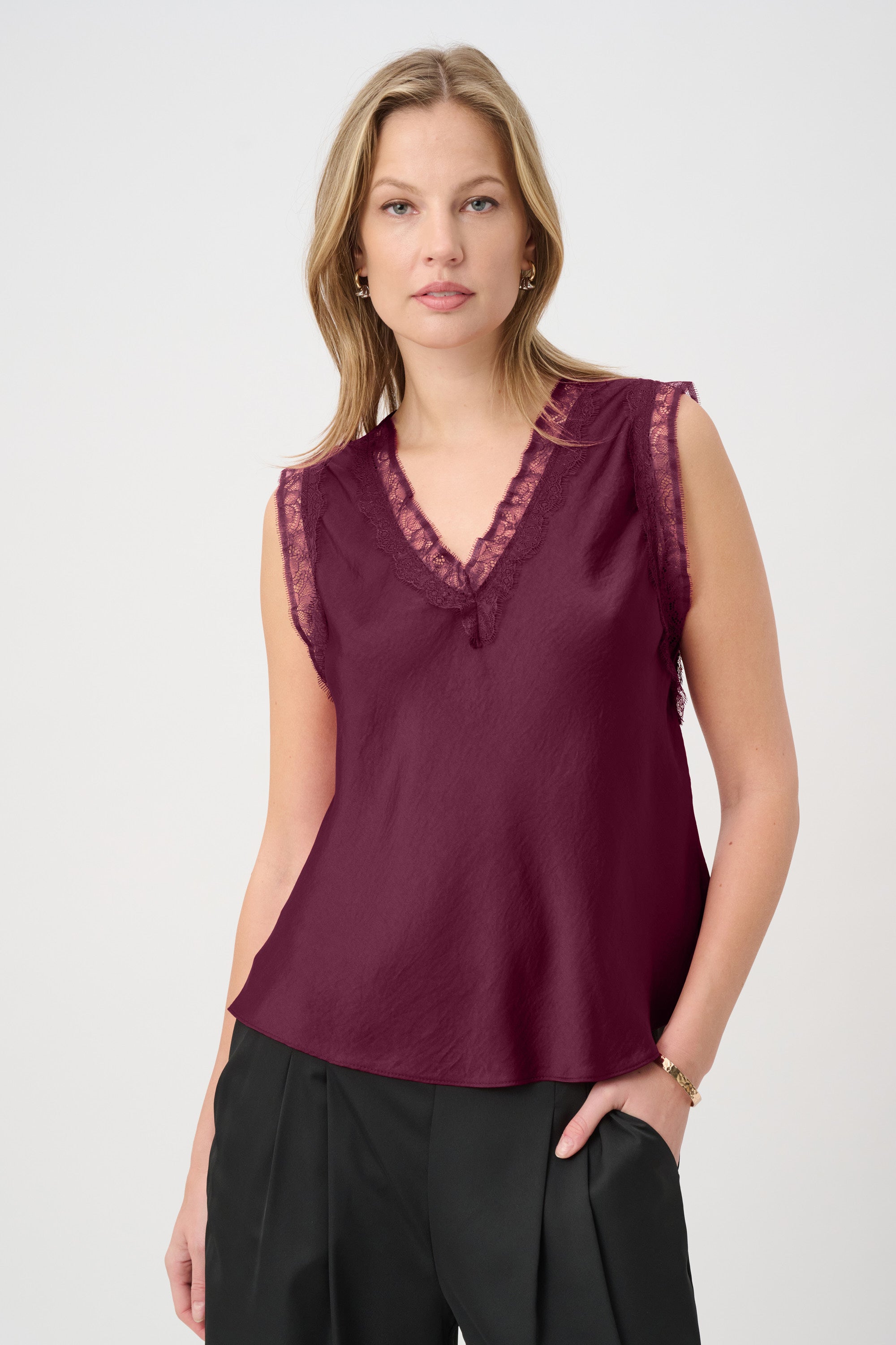 Joseph Ribkoff Satin Sleeveless Top 264175 - Elderberry
