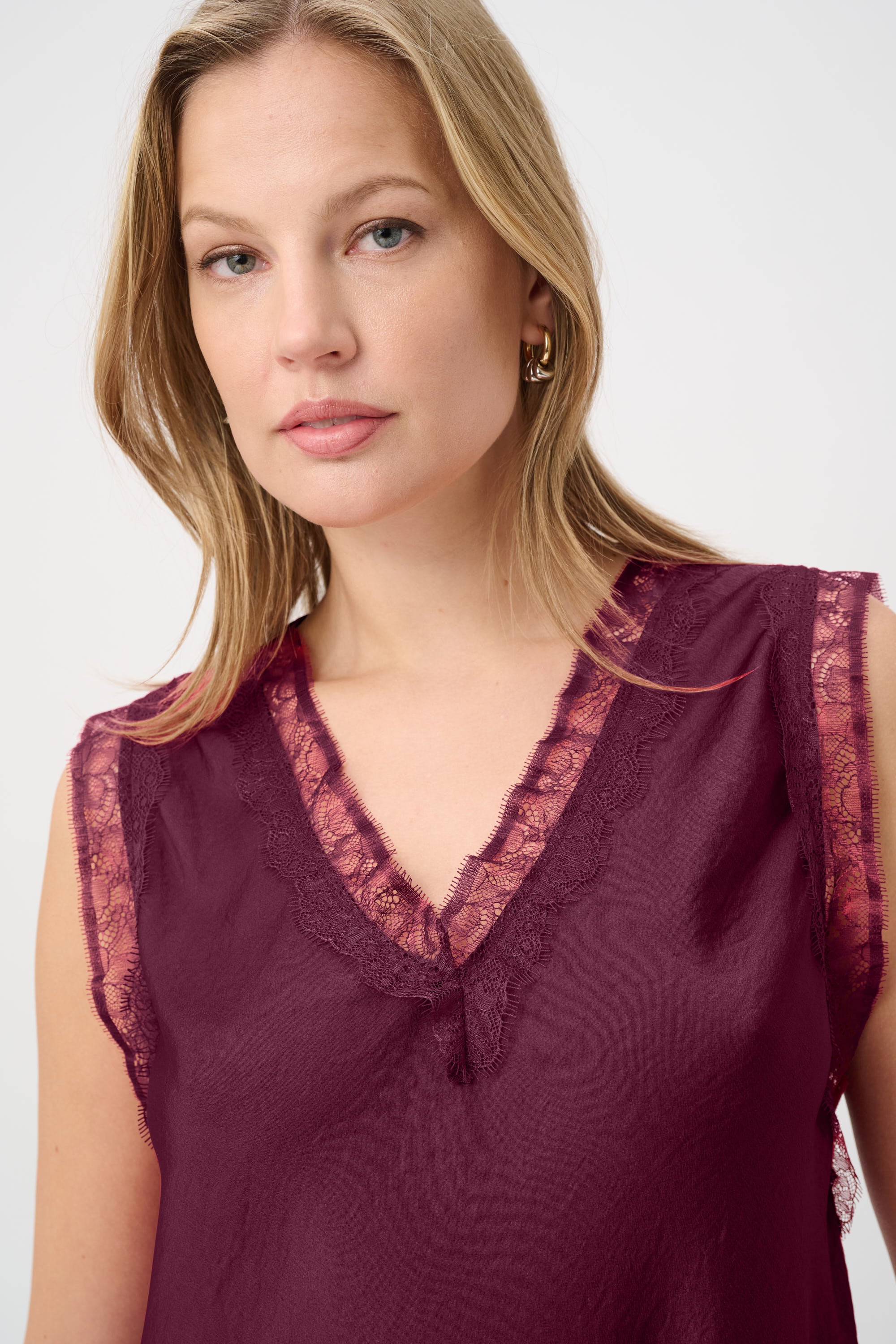 Joseph Ribkoff Satin Sleeveless Top 264175 - Elderberry