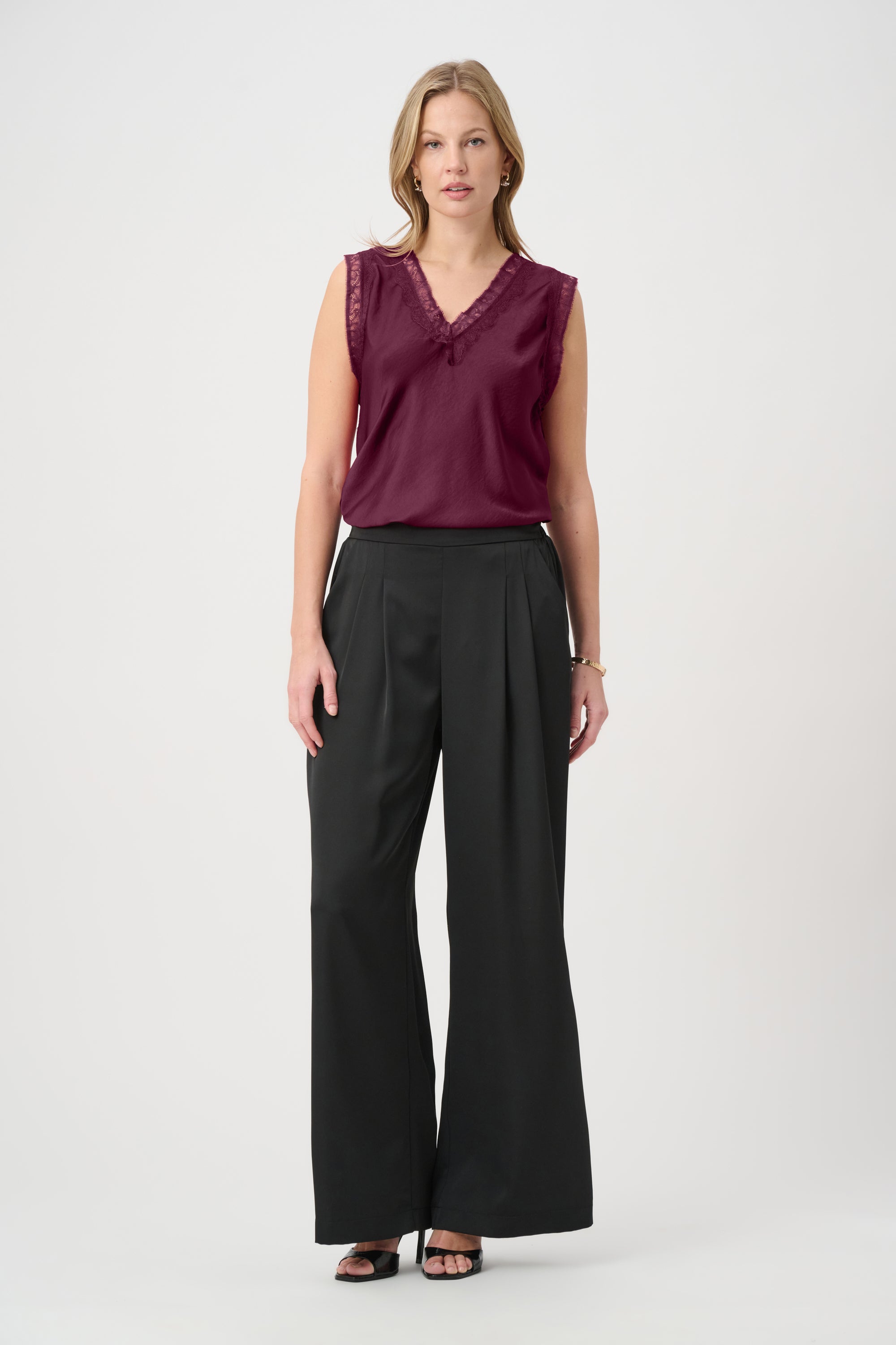 Joseph Ribkoff Satin Sleeveless Top 264175 - Elderberry