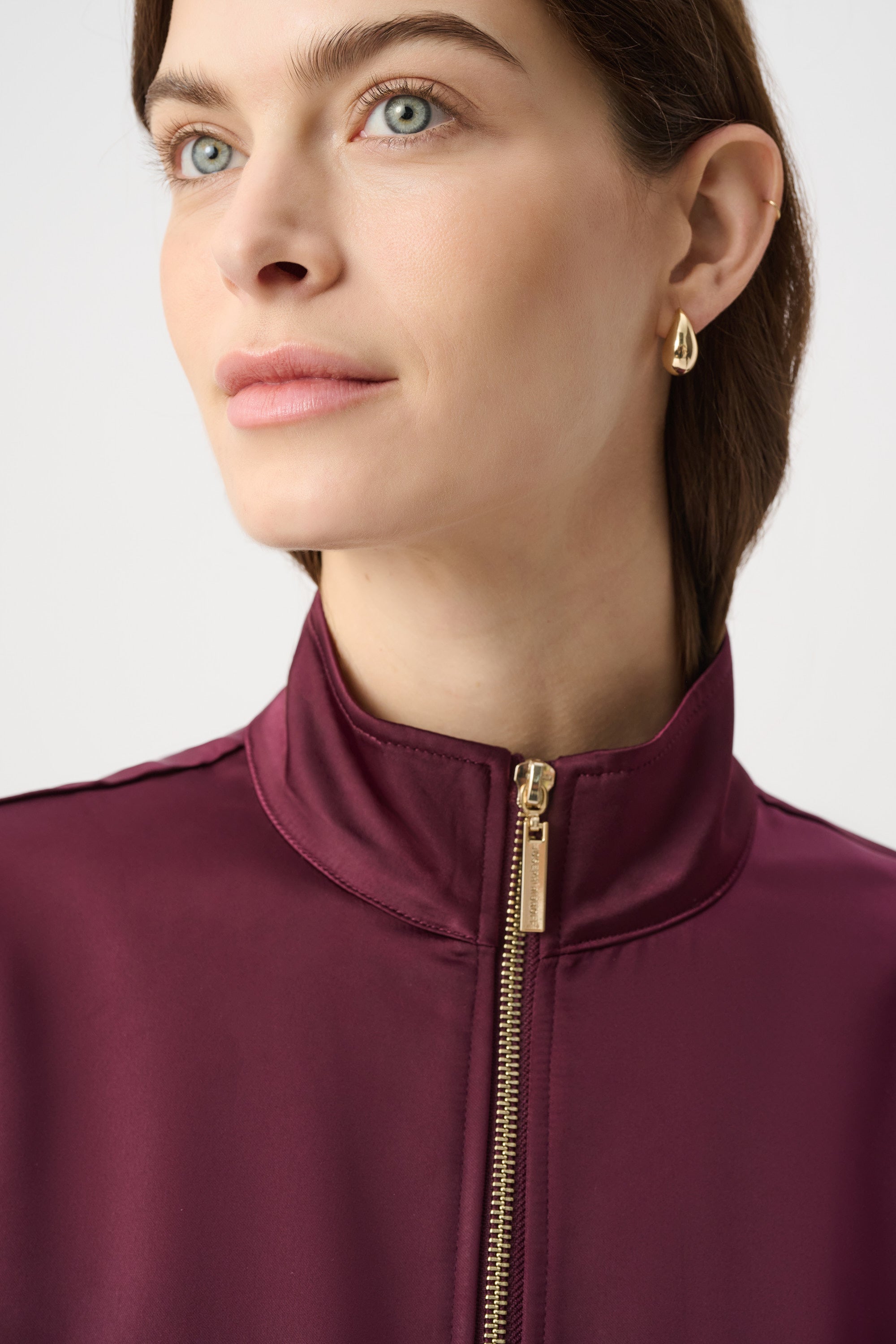 Joseph Ribkoff Satin Puff Sleeve Utility Jacket 264939 - Elderberry
