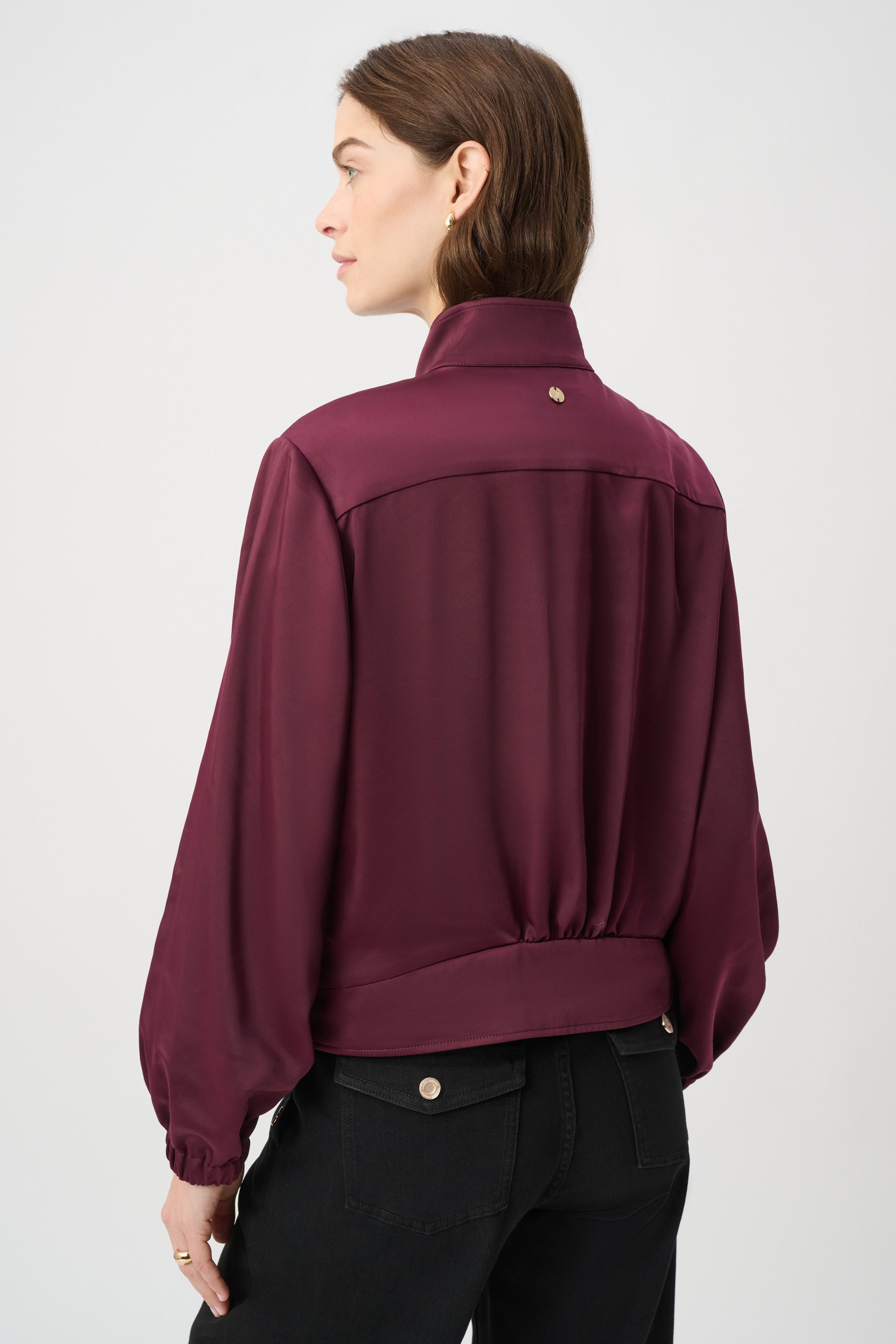 Joseph Ribkoff Satin Puff Sleeve Utility Jacket 264939 - Elderberry