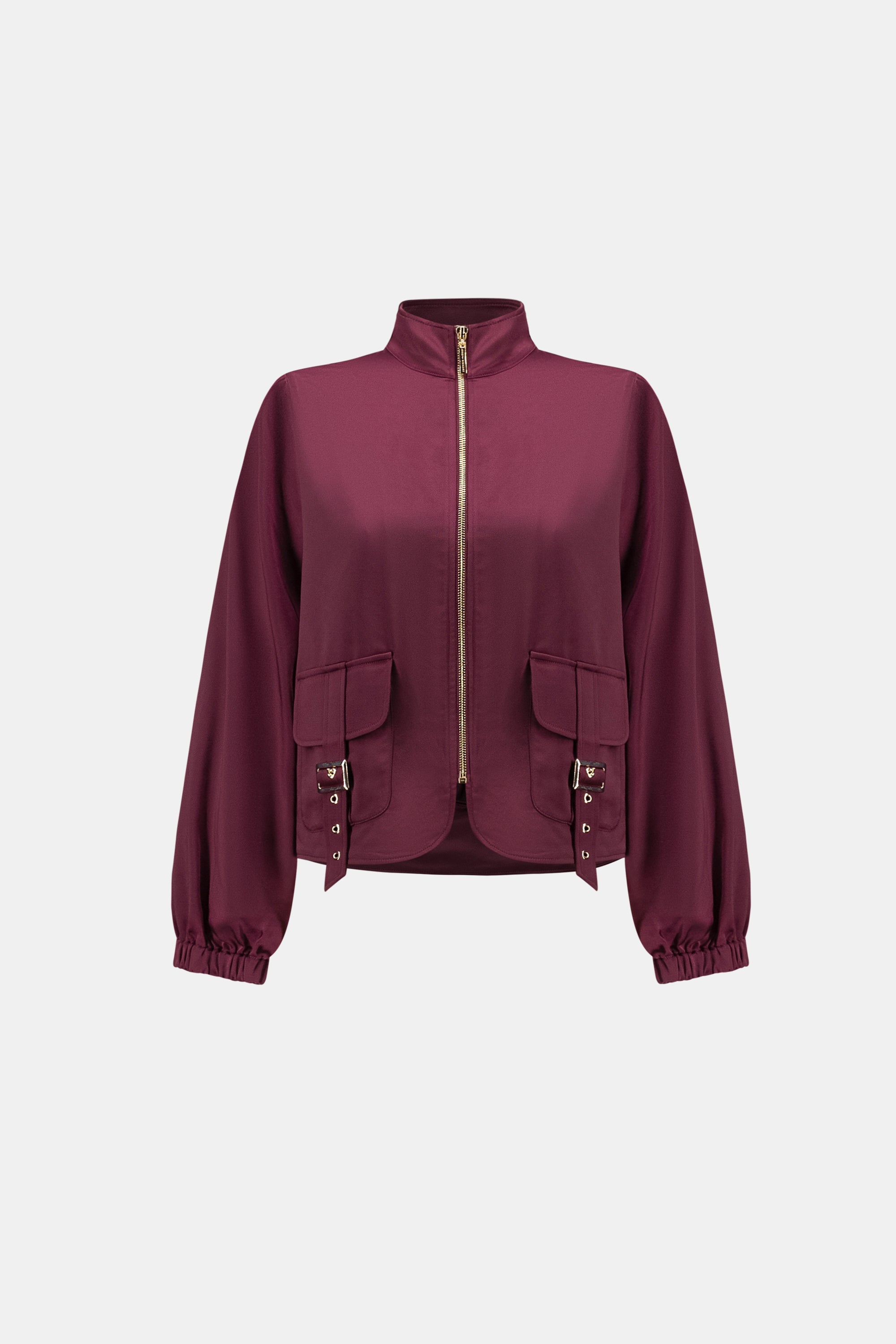 Joseph Ribkoff Satin Puff Sleeve Utility Jacket 264939 - Elderberry