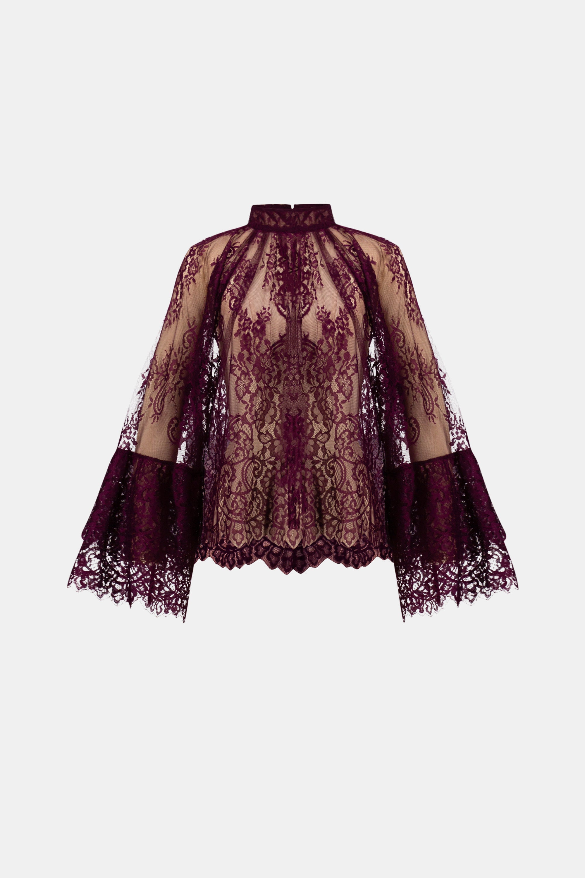 Joseph Ribkoff Scalloped Lace Trapeze Top 264098 - Elderberry