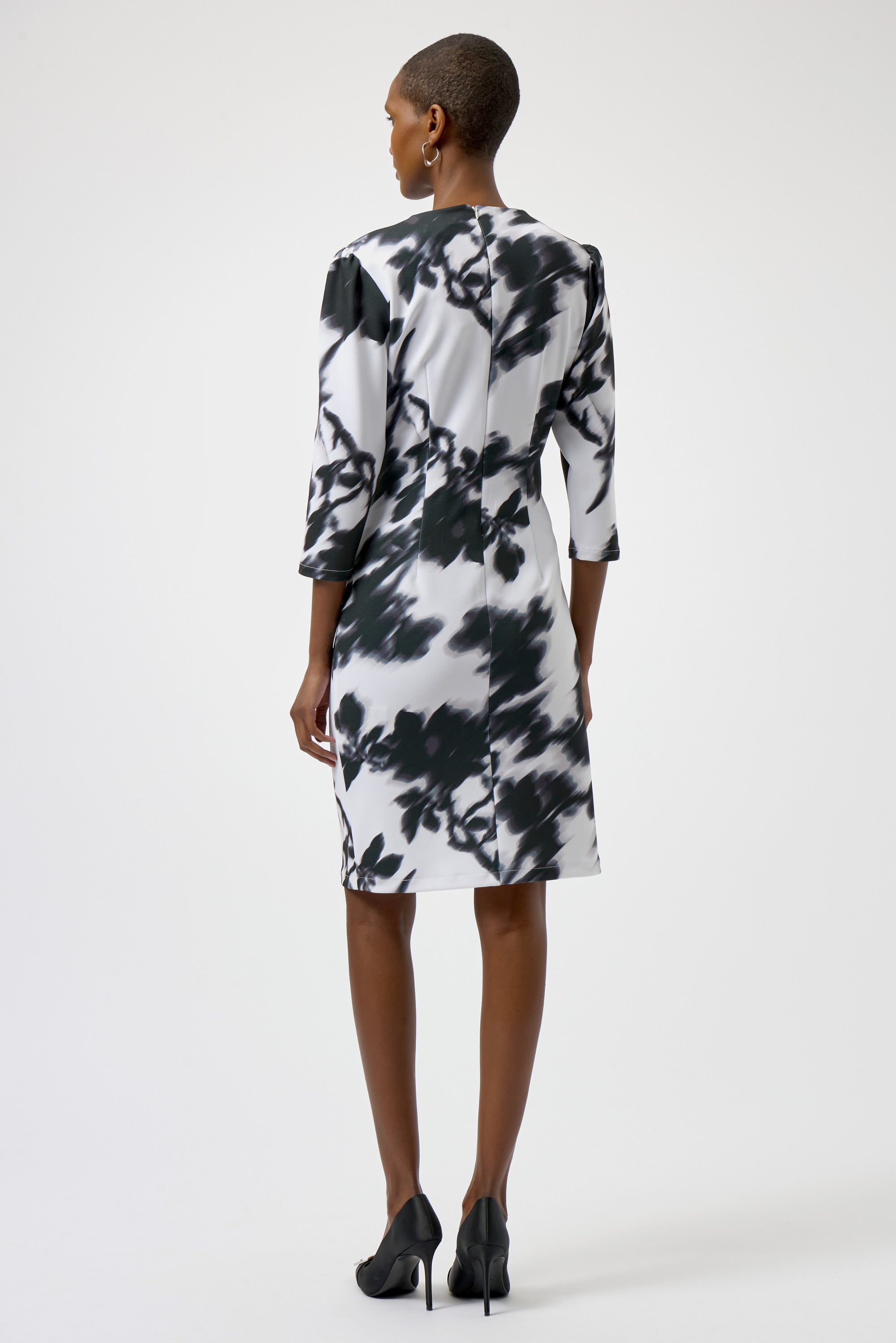Joseph Ribkoff Floral Print Sheath Dress 254171 - Winter White/ Black