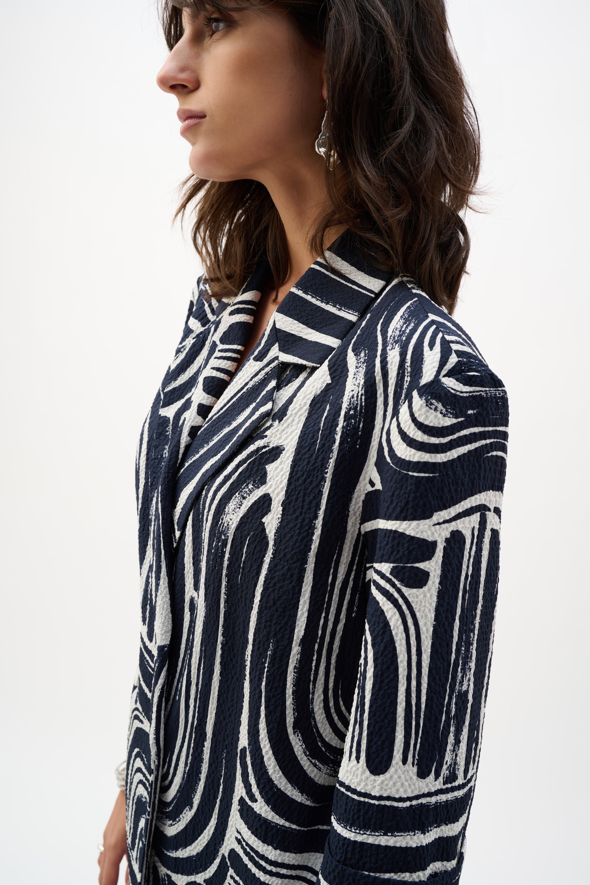 Joseph Ribkoff Double Breasted Blazer 261166 - Vanilla/ Midnight Blue