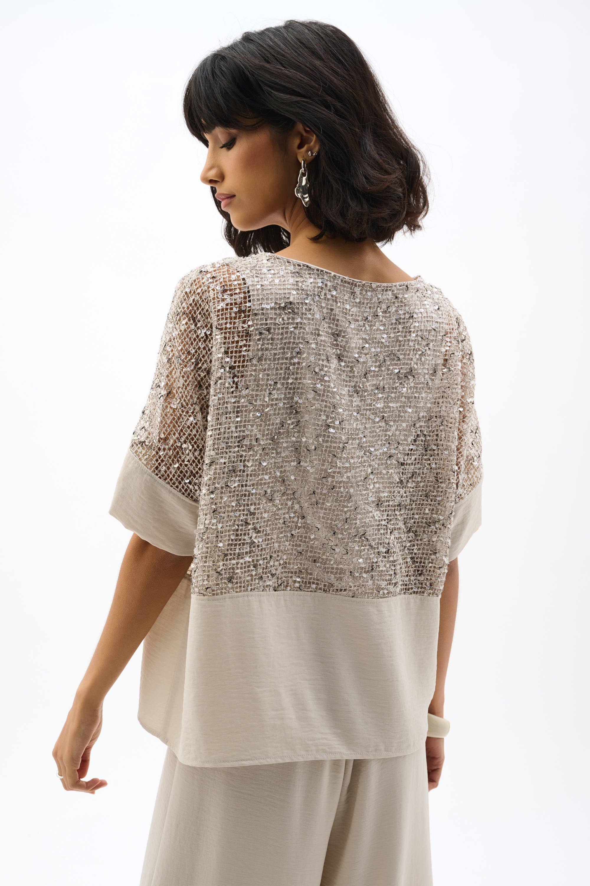 Joseph Ribkoff Mesh Boxy Top 262256 - Moonstone