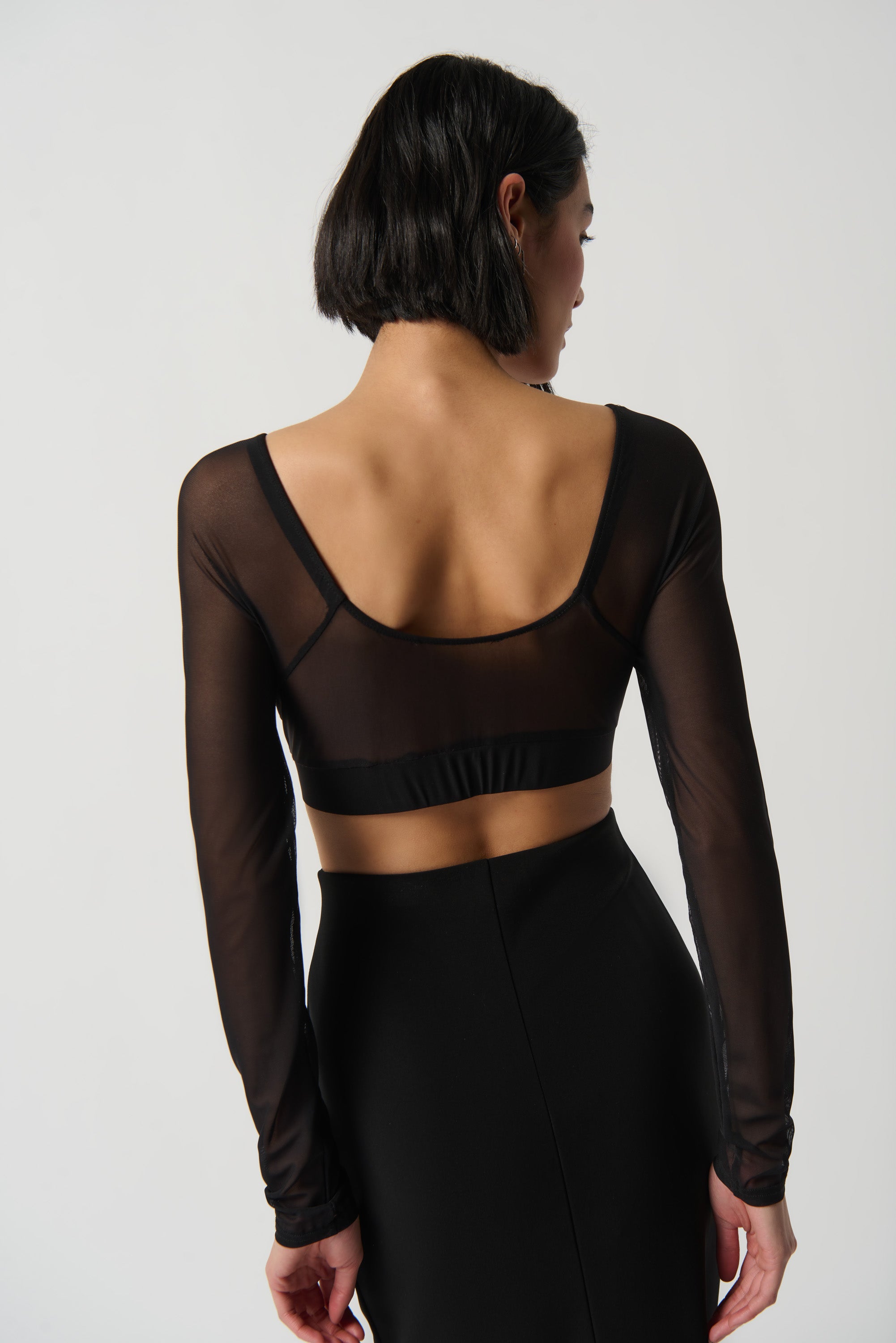 Joseph Ribkoff Mesh Long Sleeve Bralette 233977 - Black