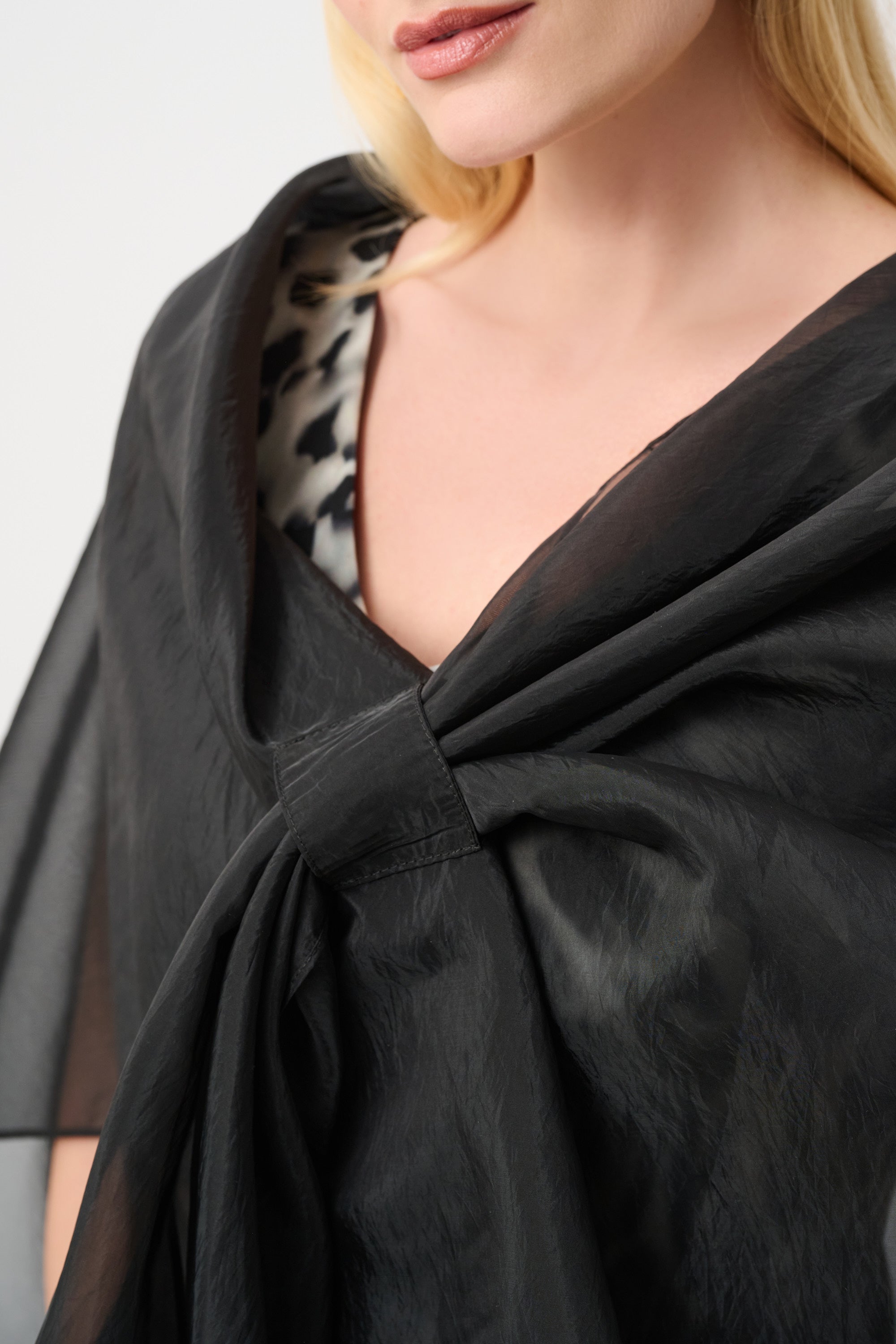 Joseph Ribkoff Signature Organza Asymmetric Cover-Up 263765 - Black