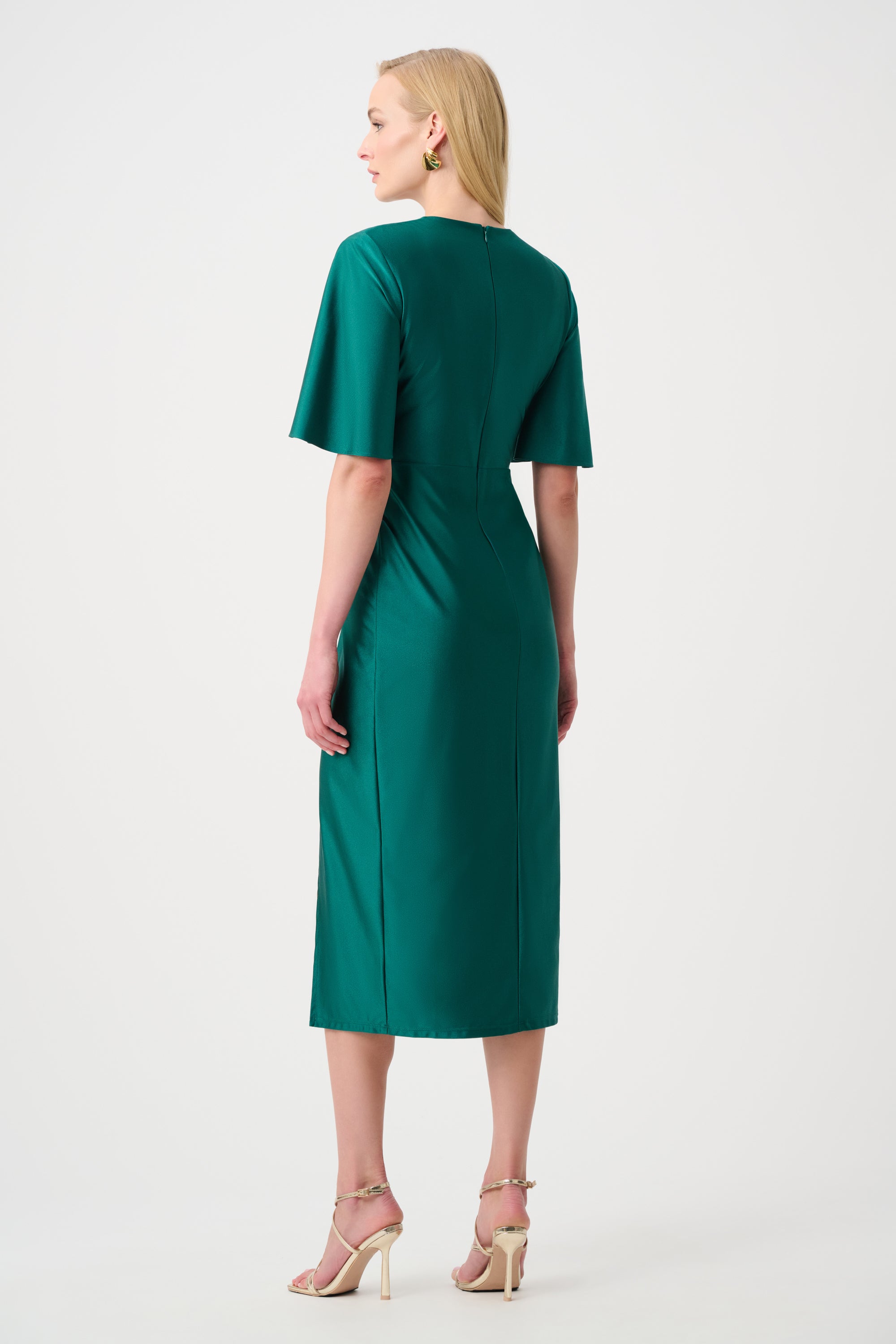 Joseph Ribkoff Signature Satin Wrap Dress 263733 - Opulent Green