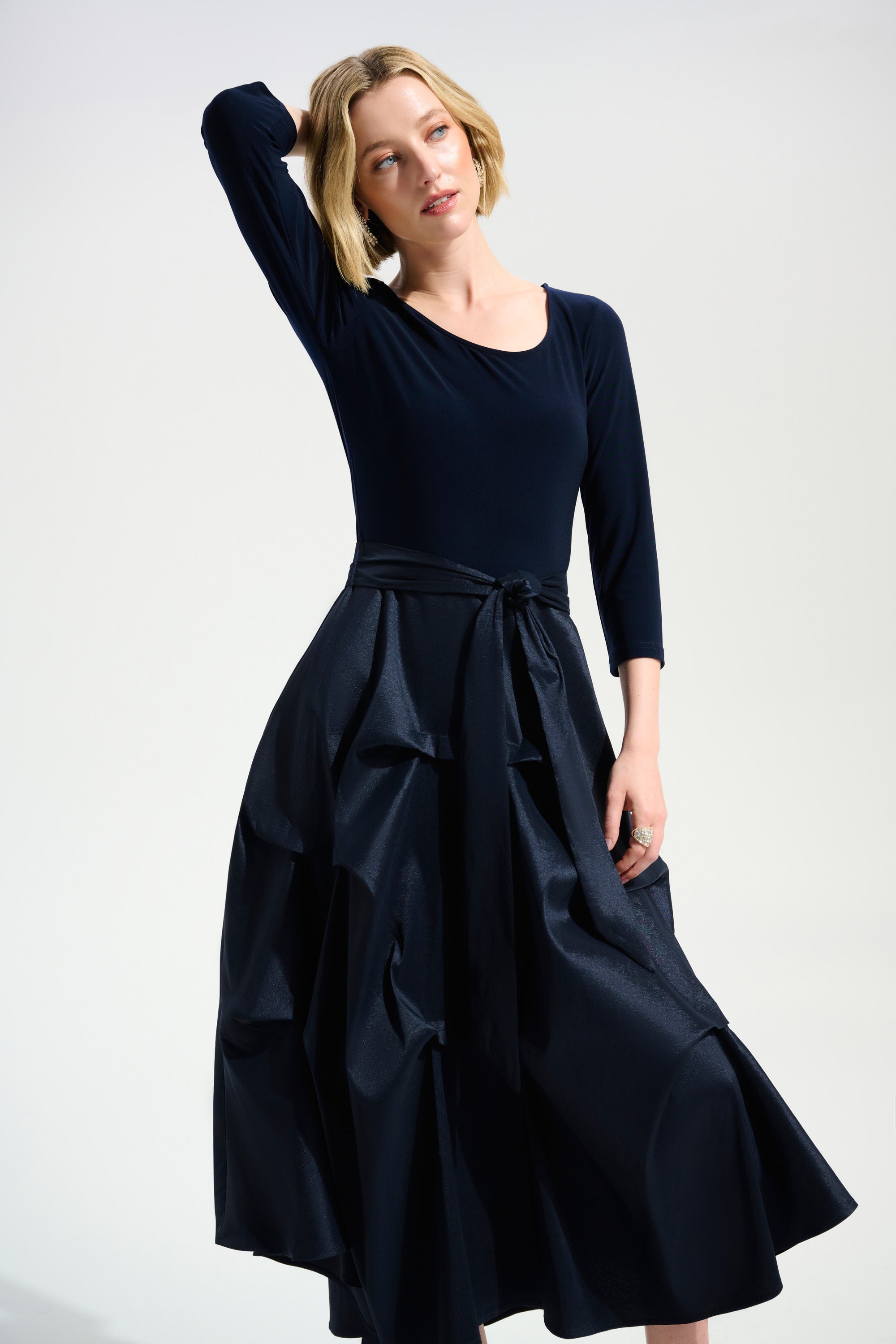 Joseph Ribkoff Signature Stretch Taffeta Fit & Flare Dress 261720 - Midnight Blue