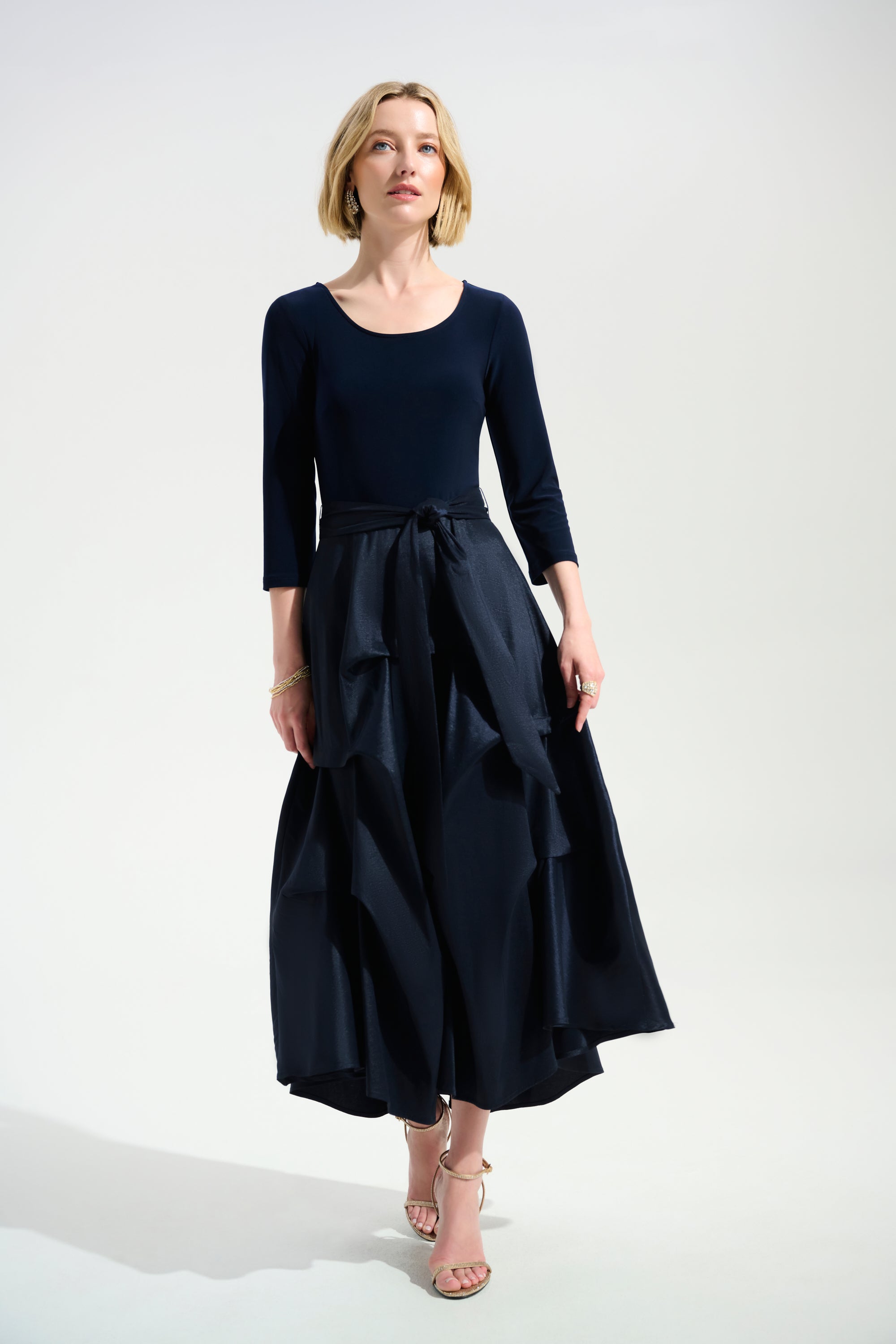 Joseph Ribkoff Signature Stretch Taffeta Fit & Flare Dress 261720 - Midnight Blue