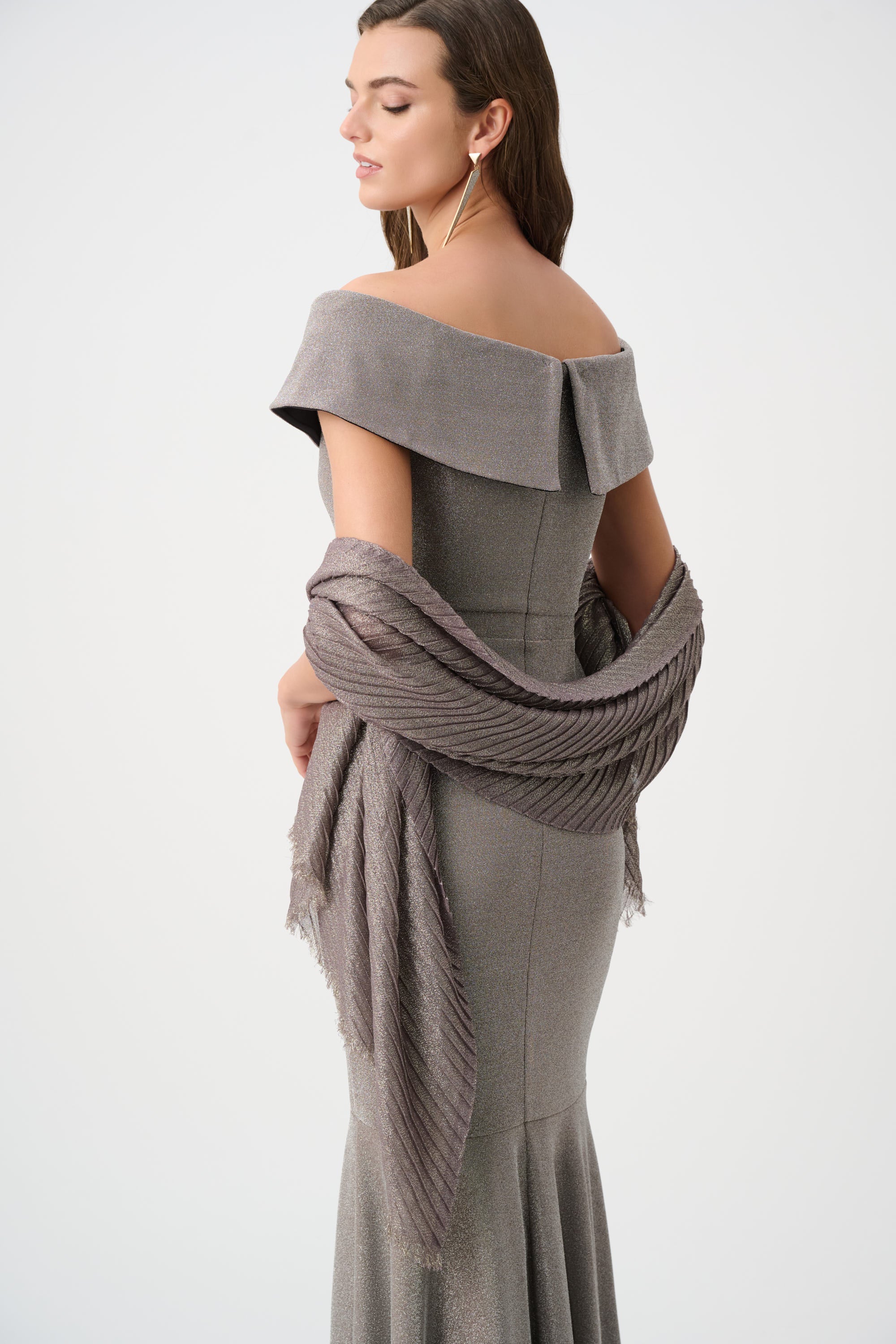 Joseph Ribkoff Signature Pleated Rectangular Scarf 261781 - Platinum Grey