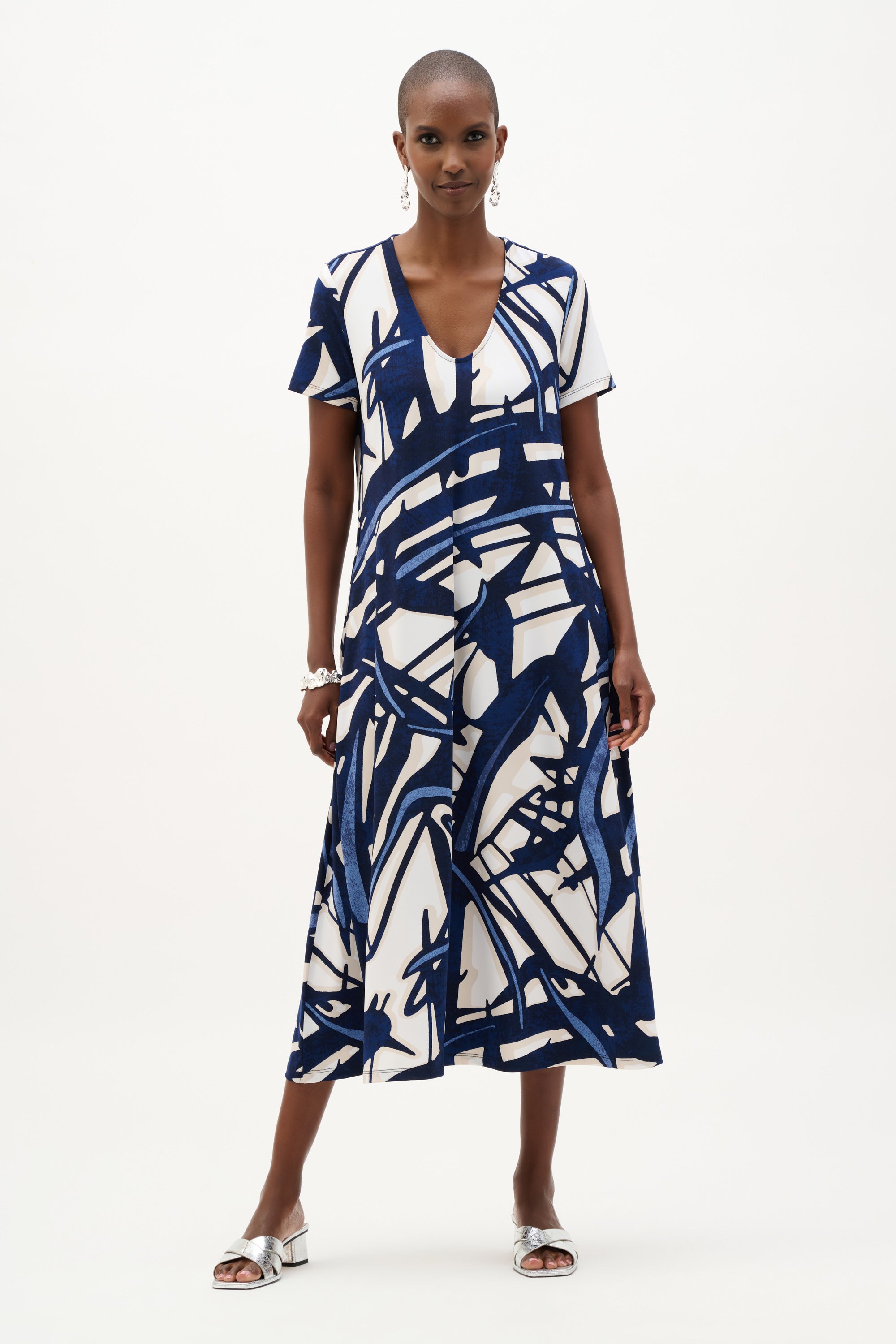Joseph Ribkoff Abstract Print Trapeze Dress 262245 - Vanilla/ Multi
