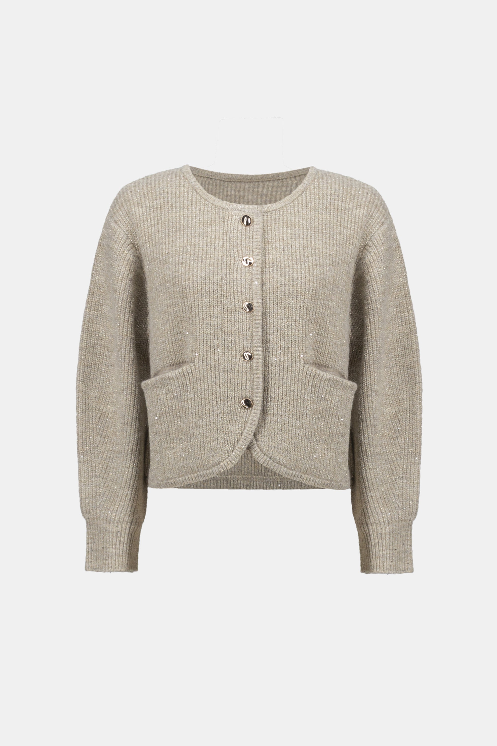 Joseph Ribkoff Sequined Boxy Crewneck Cardigan 263958 - Oatmeal Melange