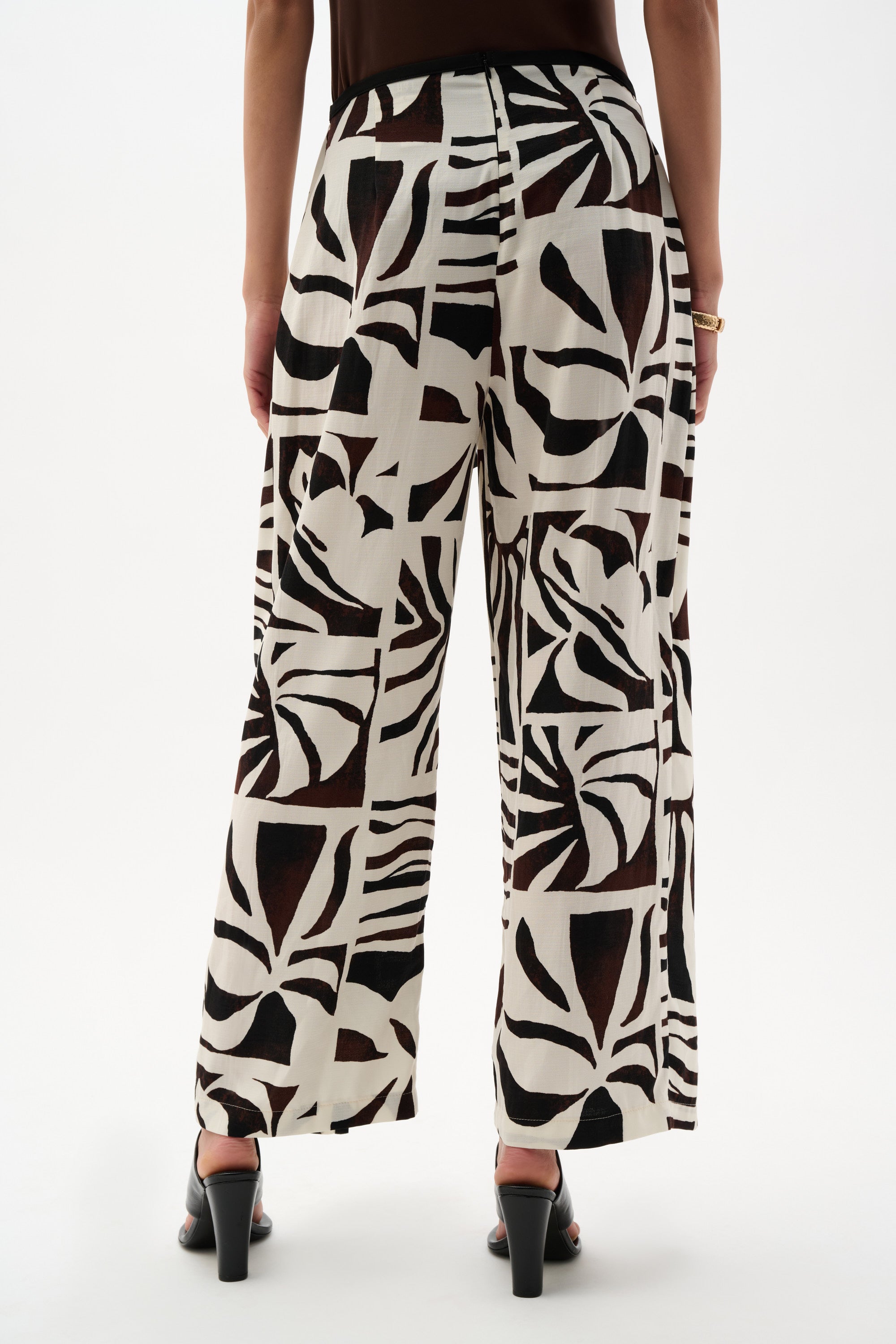 Joseph Ribkoff Tropical Print Wide Leg Pants 262056 - Beige/ Multi