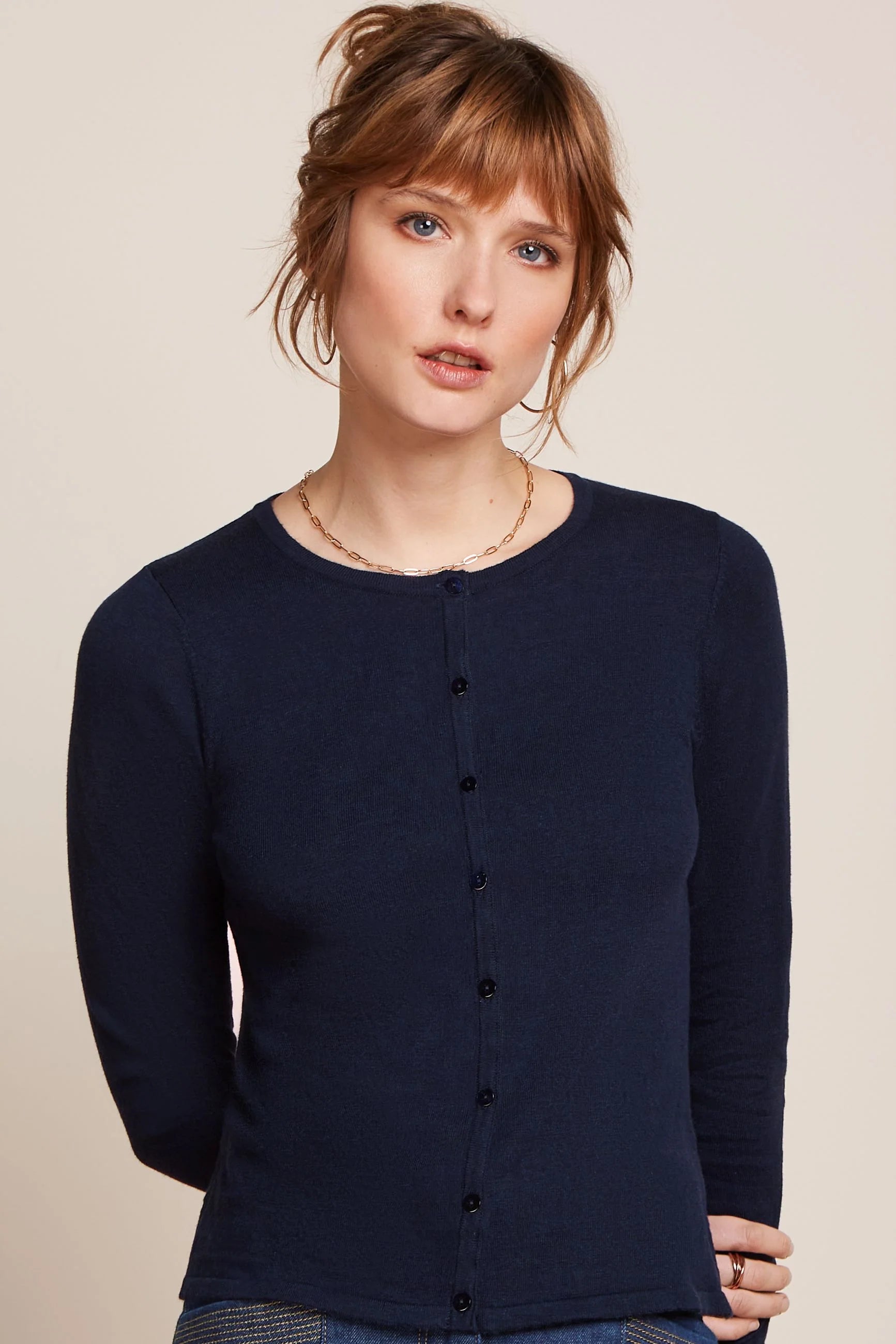 King Louie Round Neck Cardigan Cocoon - Blue