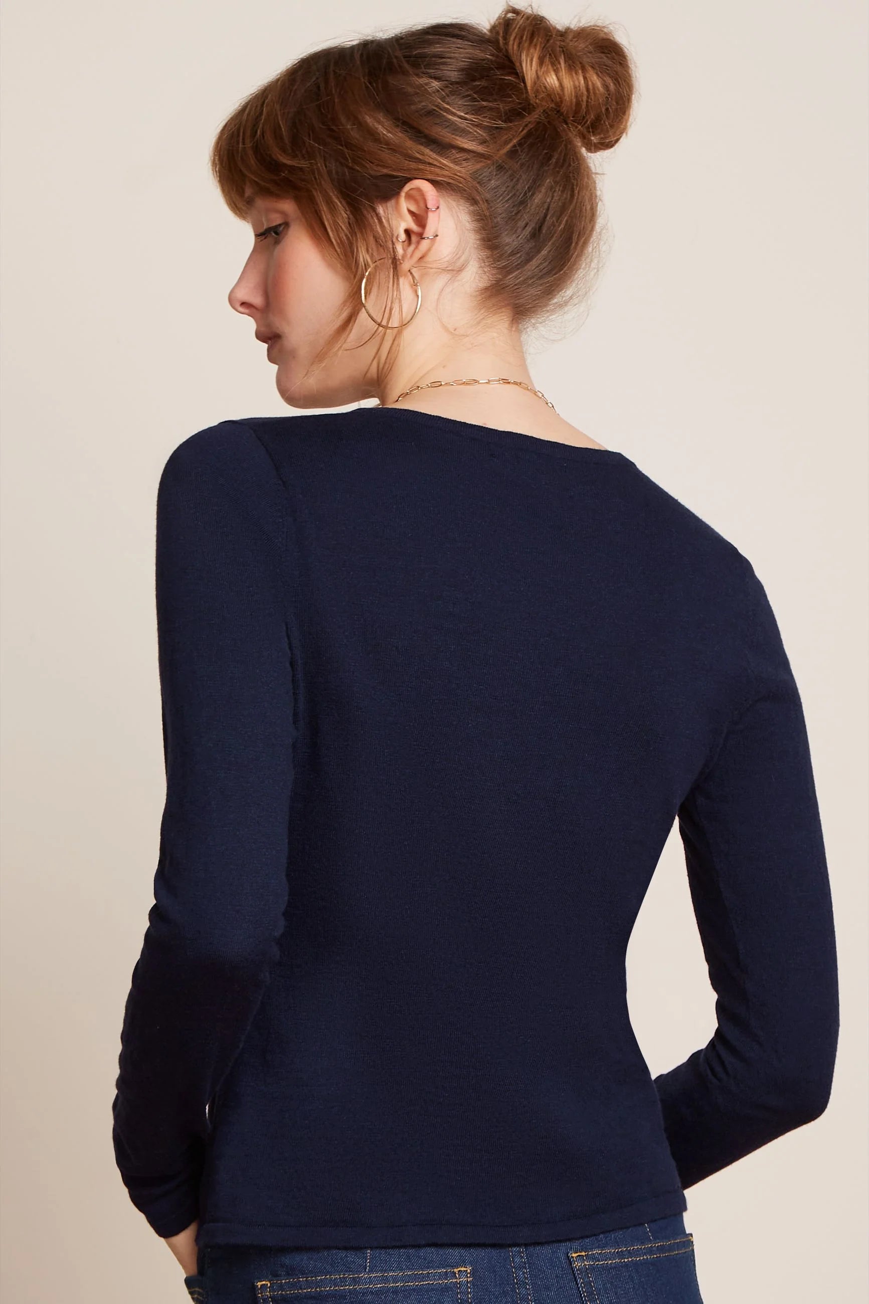 King Louie Round Neck Cardigan Cocoon - Blue